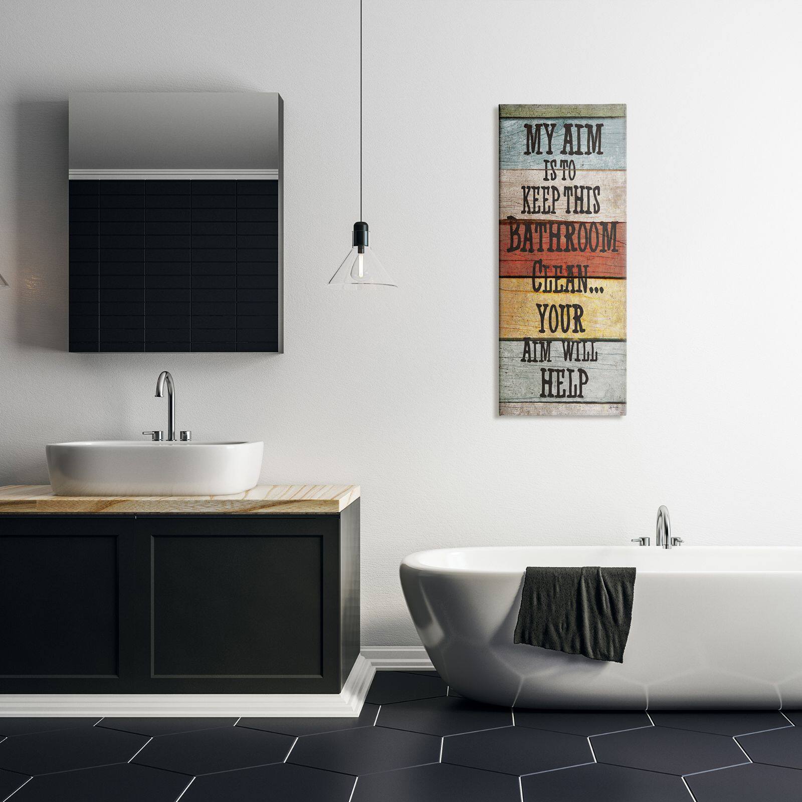 Stupell Industries My Aim Is To Keep This Room Clean ' Bathroom Canvas Wall Art