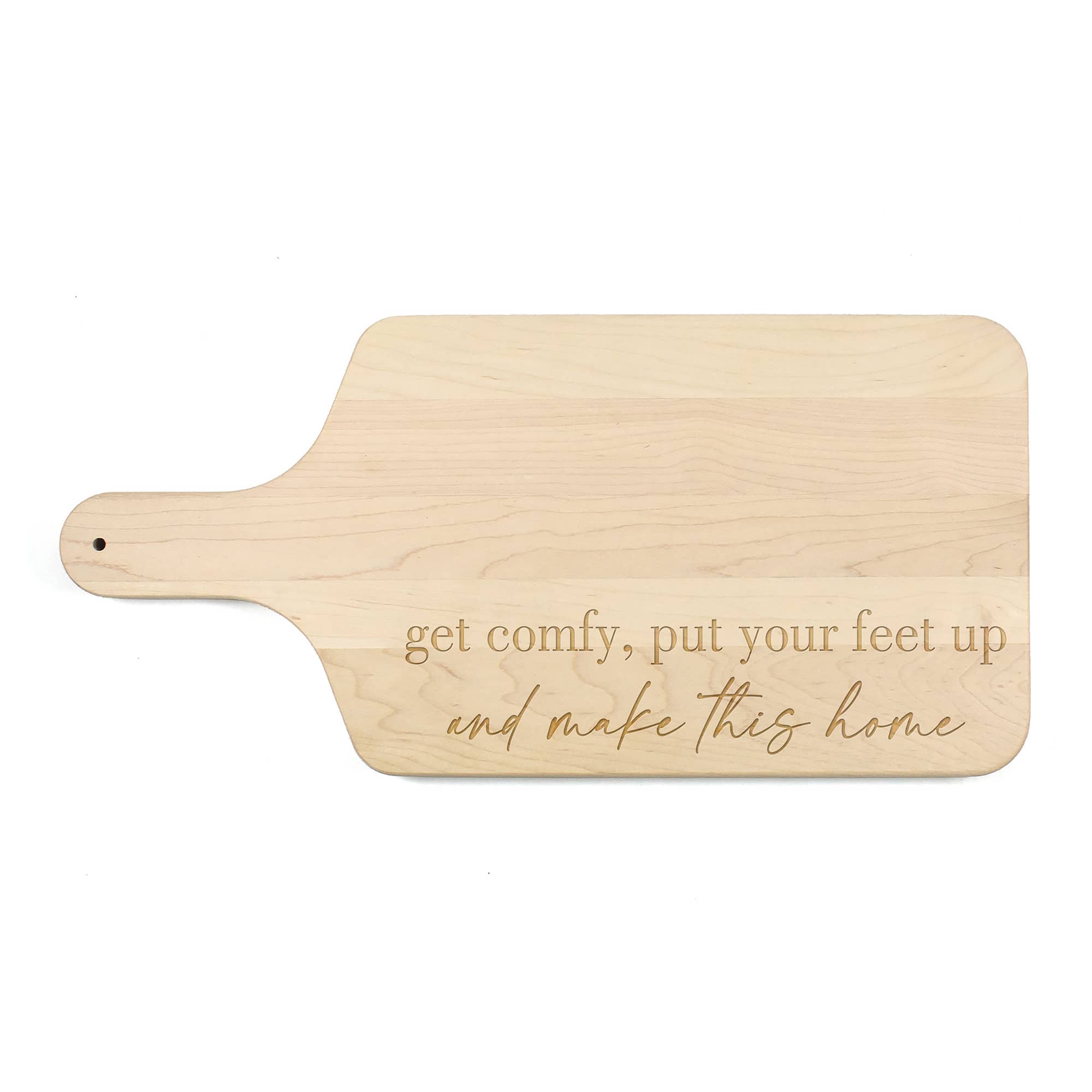 17" Get Comfy Feet Up Home Maple Paddle Cutting Board