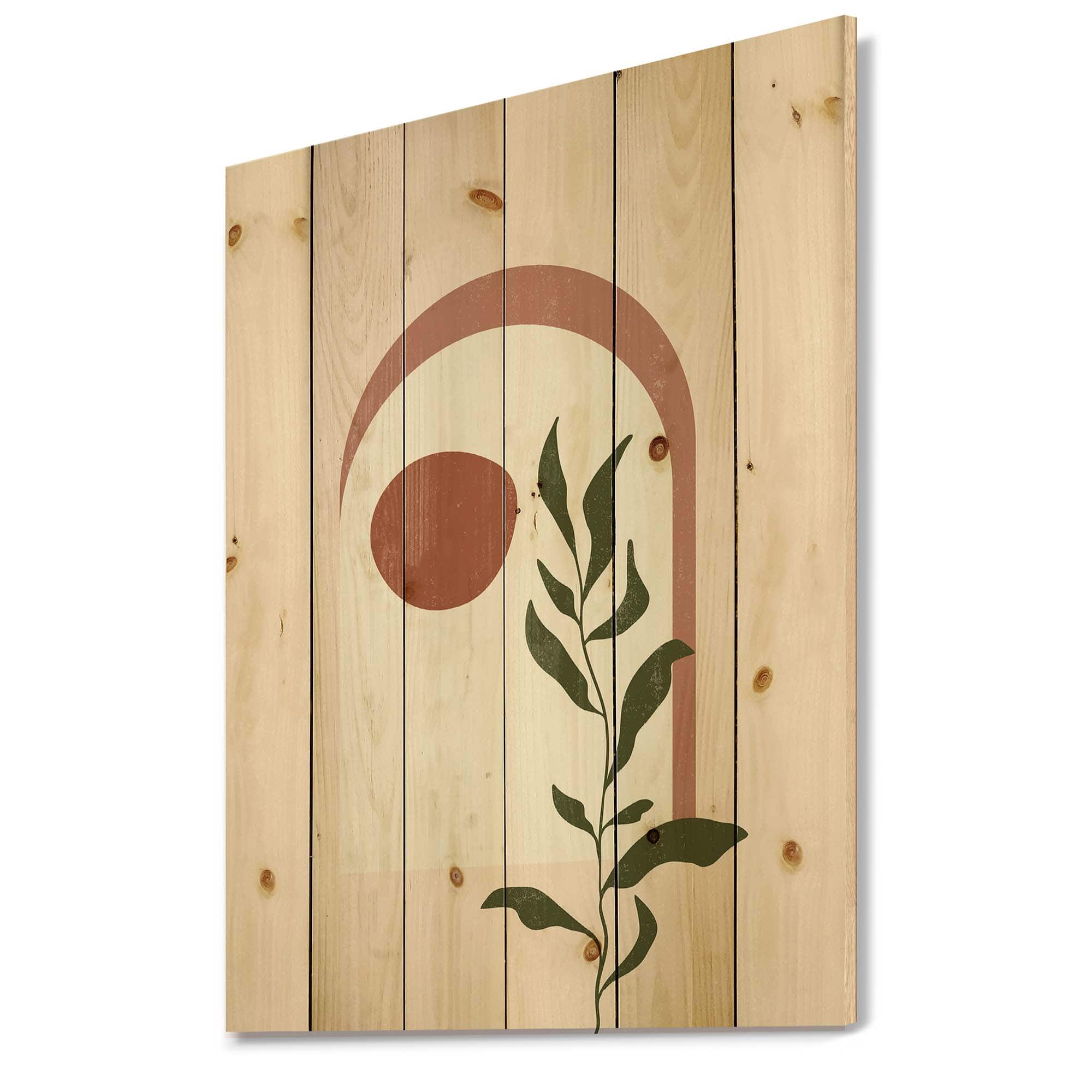 Designart - Abstract Geometrical Moon With Leaf III