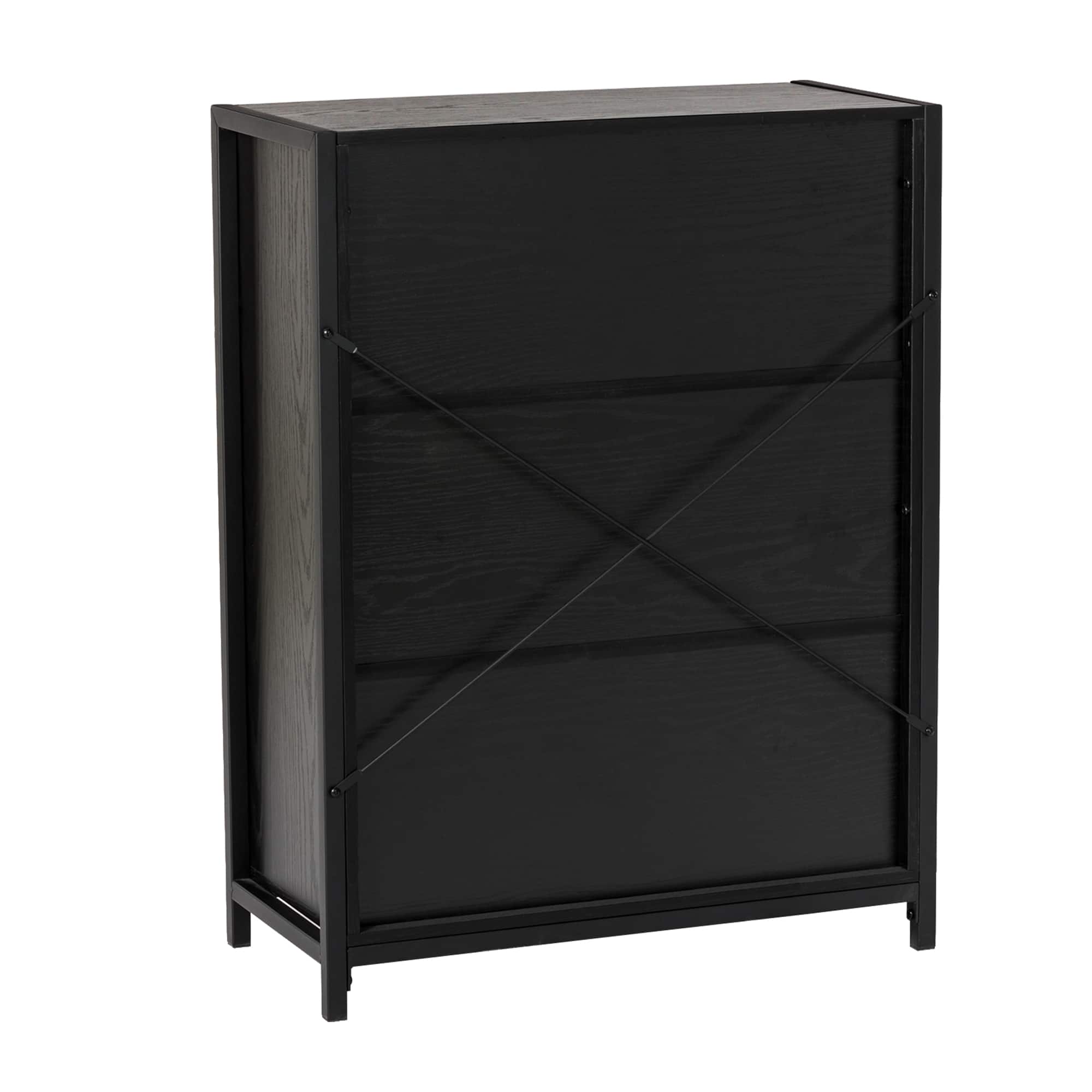 Glitzhome® 32" Black Double Door Modern Storage Floor Cabinet