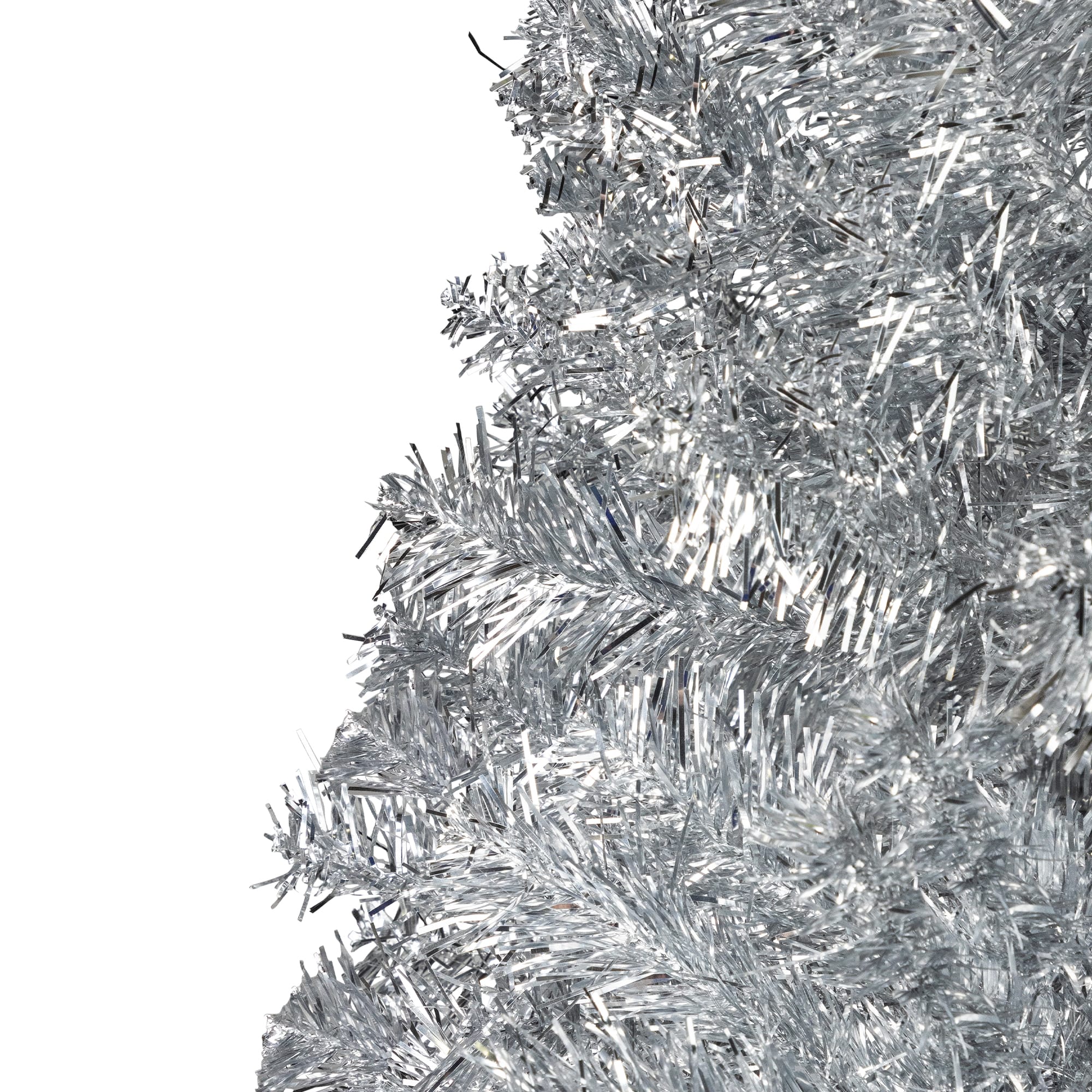 9ft. Unlit Silver Artificial Tinsel Christmas Tree