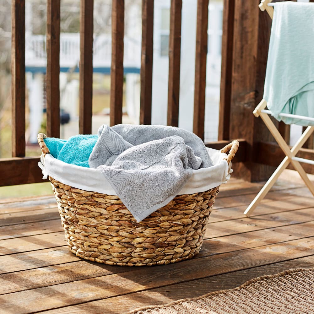 Household Essentials 12.5" Round Wicker Laundry Basket with Handles