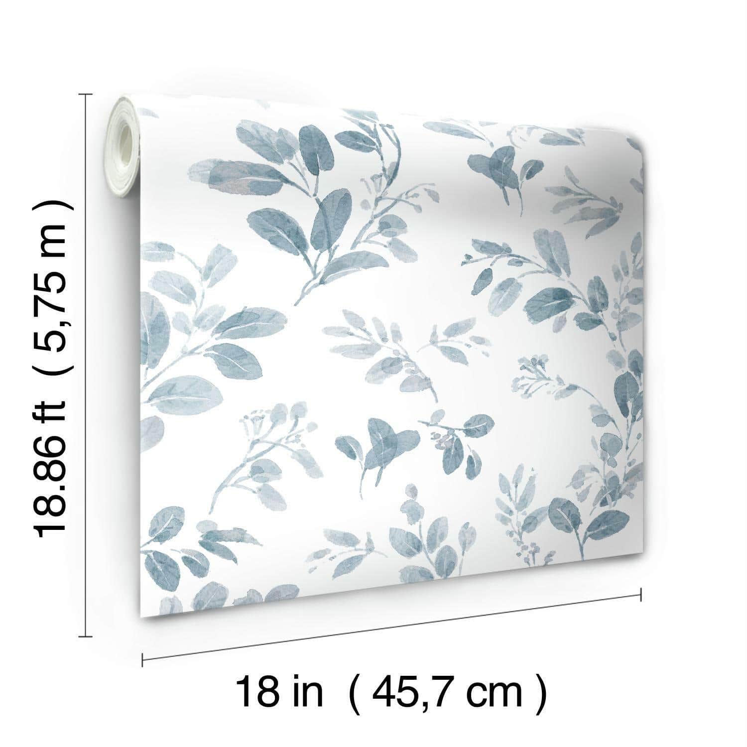 RoomMates Blue Dancing Leaves Peel & Stick Wallpaper