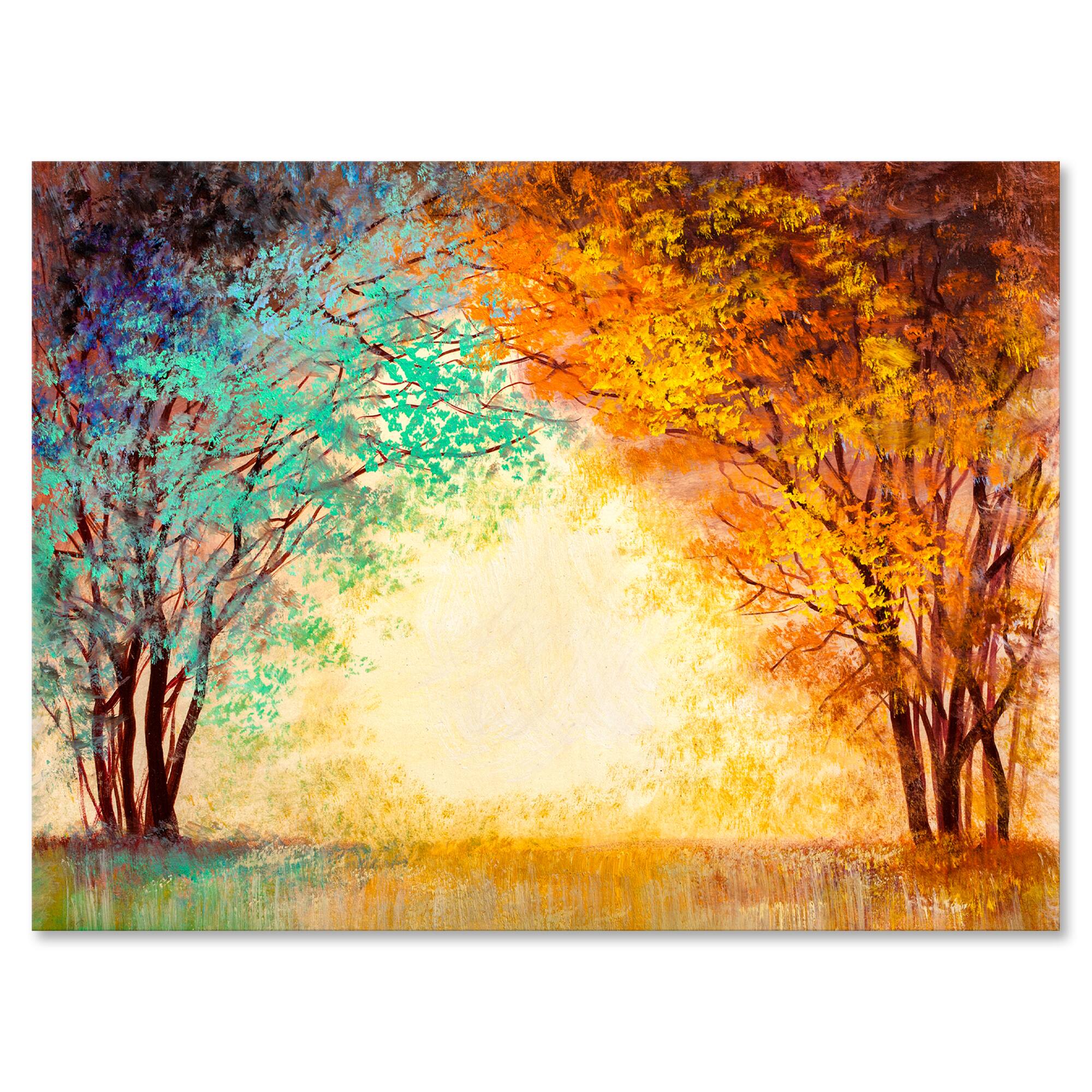 Designart - Alley Through The Park In Autumn Sunset