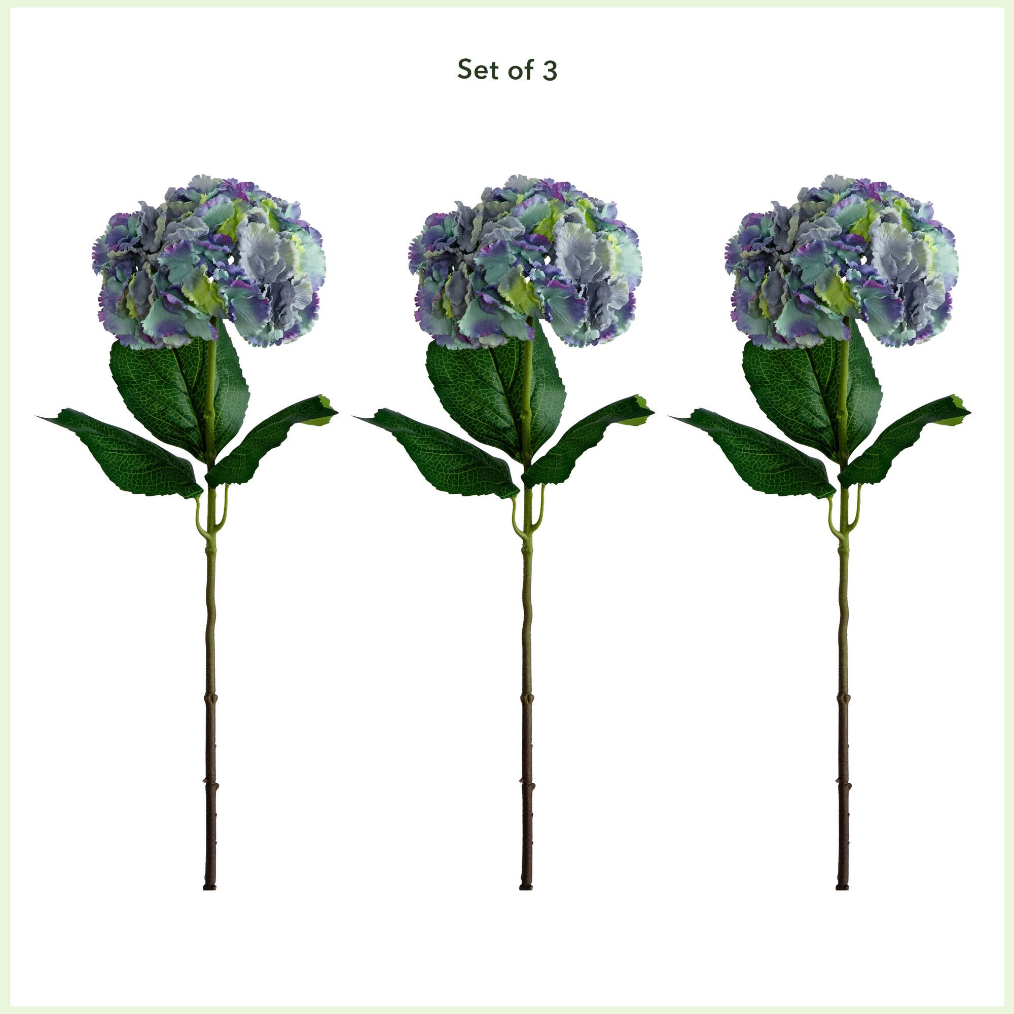 30" Blue Hydrangea Flower Stems, 3ct.
