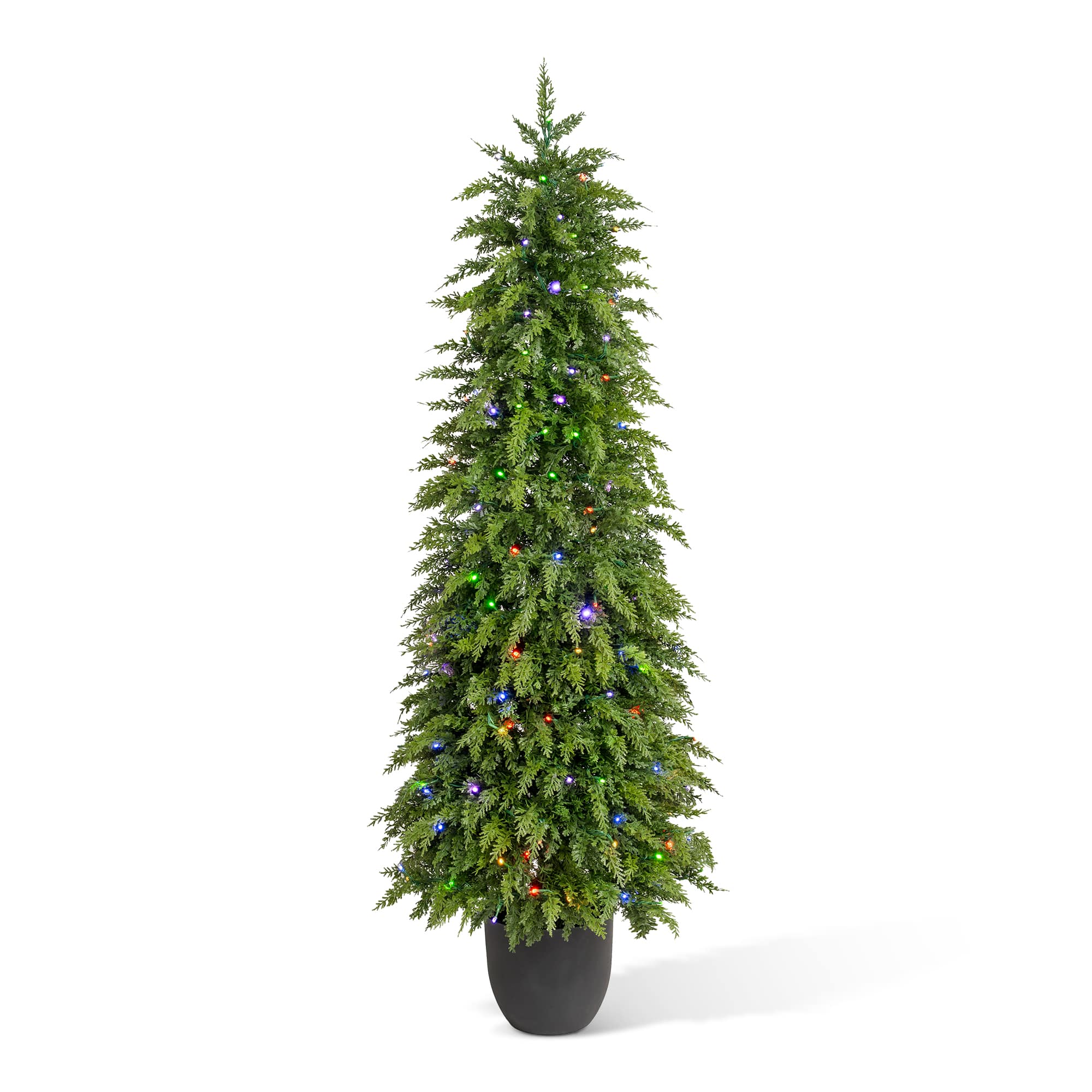 Glitzhome® 5ft. Pre-Lit Cedar Christmas Porch Tree, Warm White & Multicolor Lights