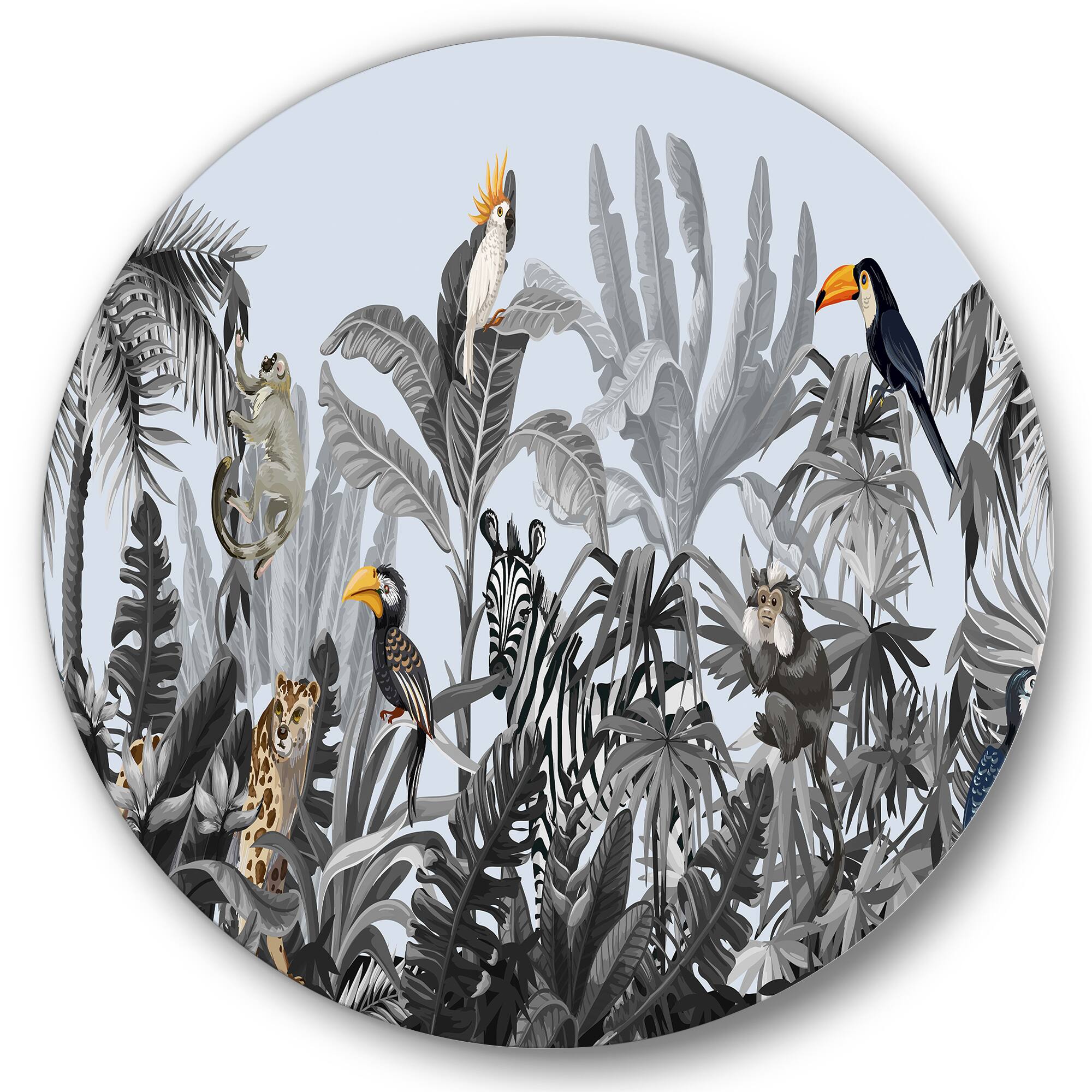 Designart - Chinoiserie With Birds and Peonies VIII - Farmhouse Metal Circle Wall Art
