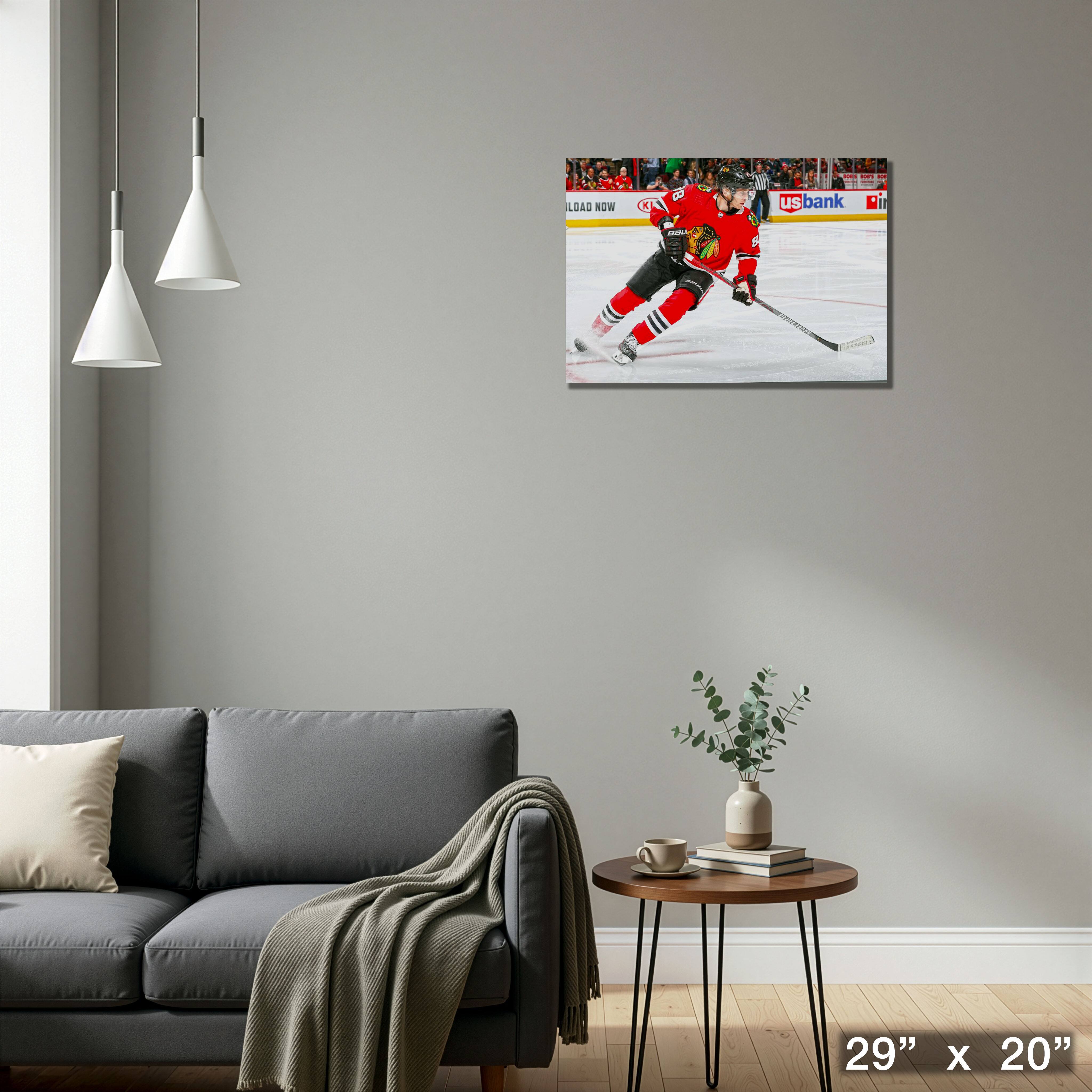 Patrick Kane 20" x 29" Framed Canvas Blackhawks Red-H Skating 29" x 20"