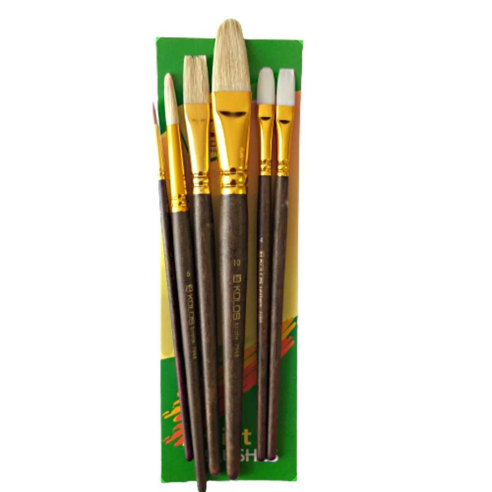 Rosa Kolos 6 Piece Synthetic & Bristle Round, Flat & Oval Paint Brushes Set 7068