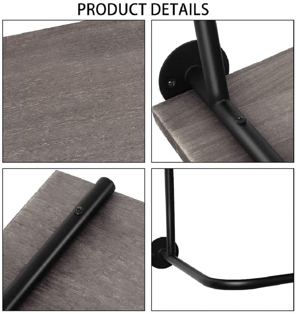 NEX™ Gray Wall Mounted Industrial Rustic Wood & Metal Coat Rack