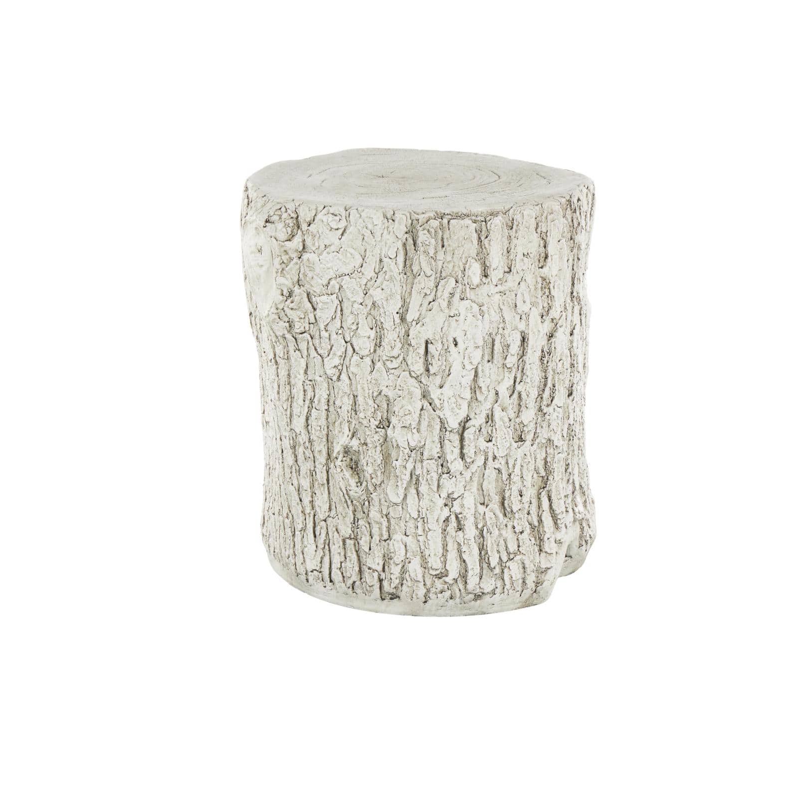 17" White & Brown MGO Owl Tree Trunk Garden Stool
