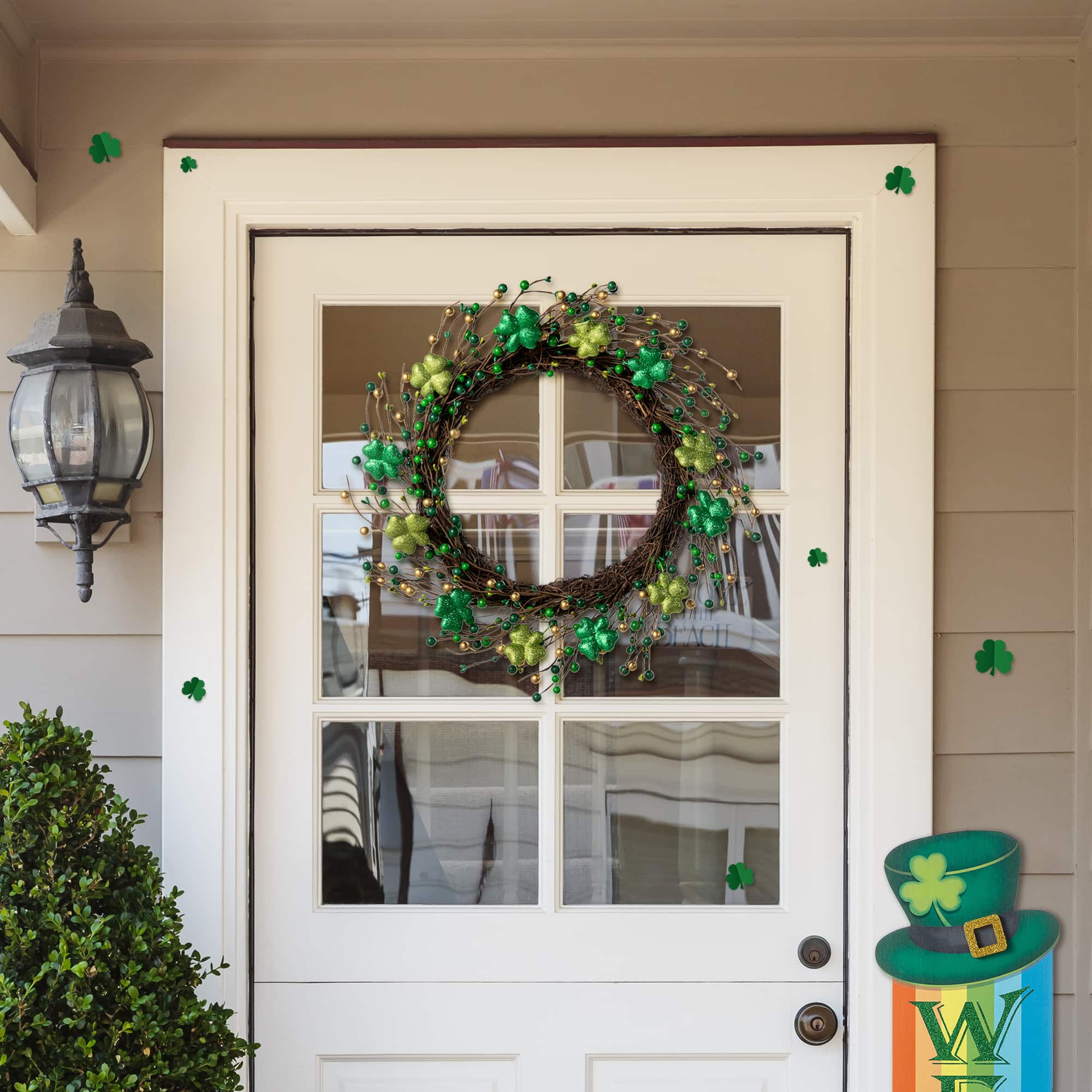 Glitzhome® 20" St. Patrick's Day Shamrock Berry Wreath