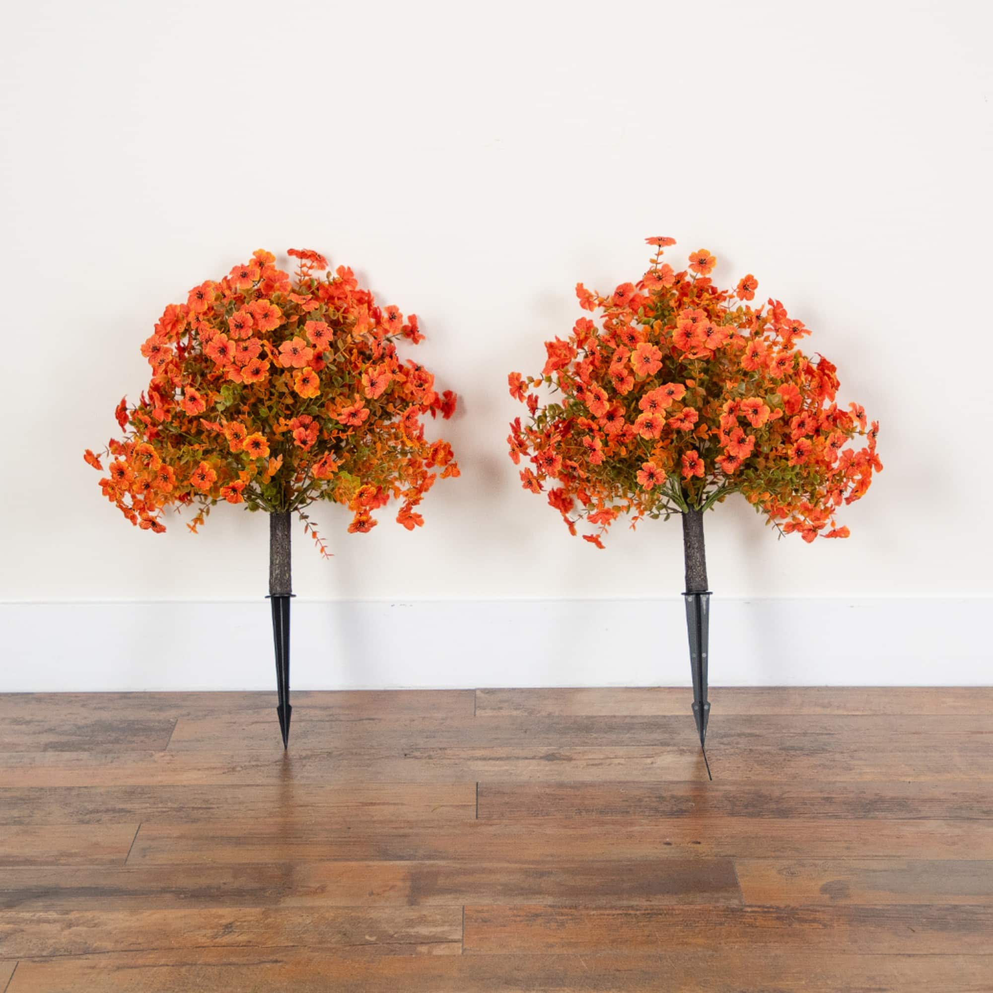26" UV Resistant Autumn Artificial Fall Daisy Bush with Integrated Ground Stakes, 2ct.