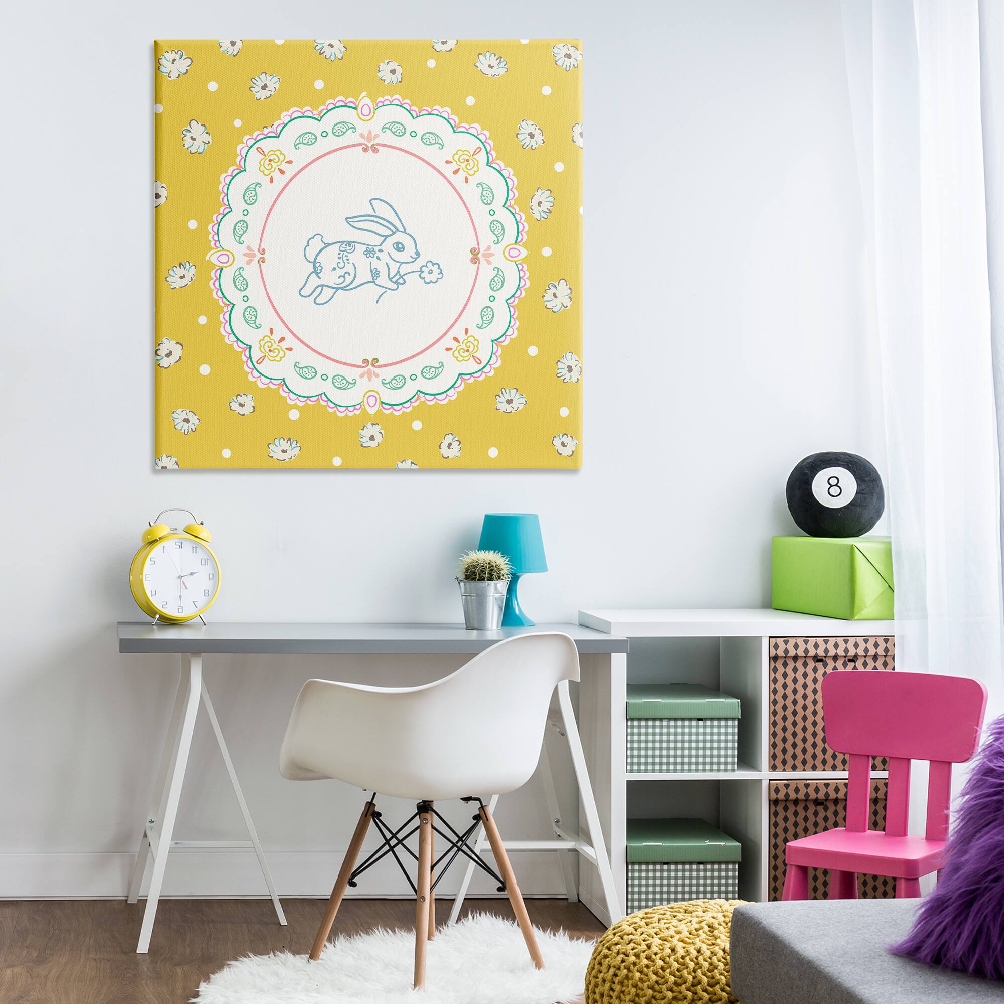 Stupell Industries Yellow Florals Spring Bunny Canvas Wall Art