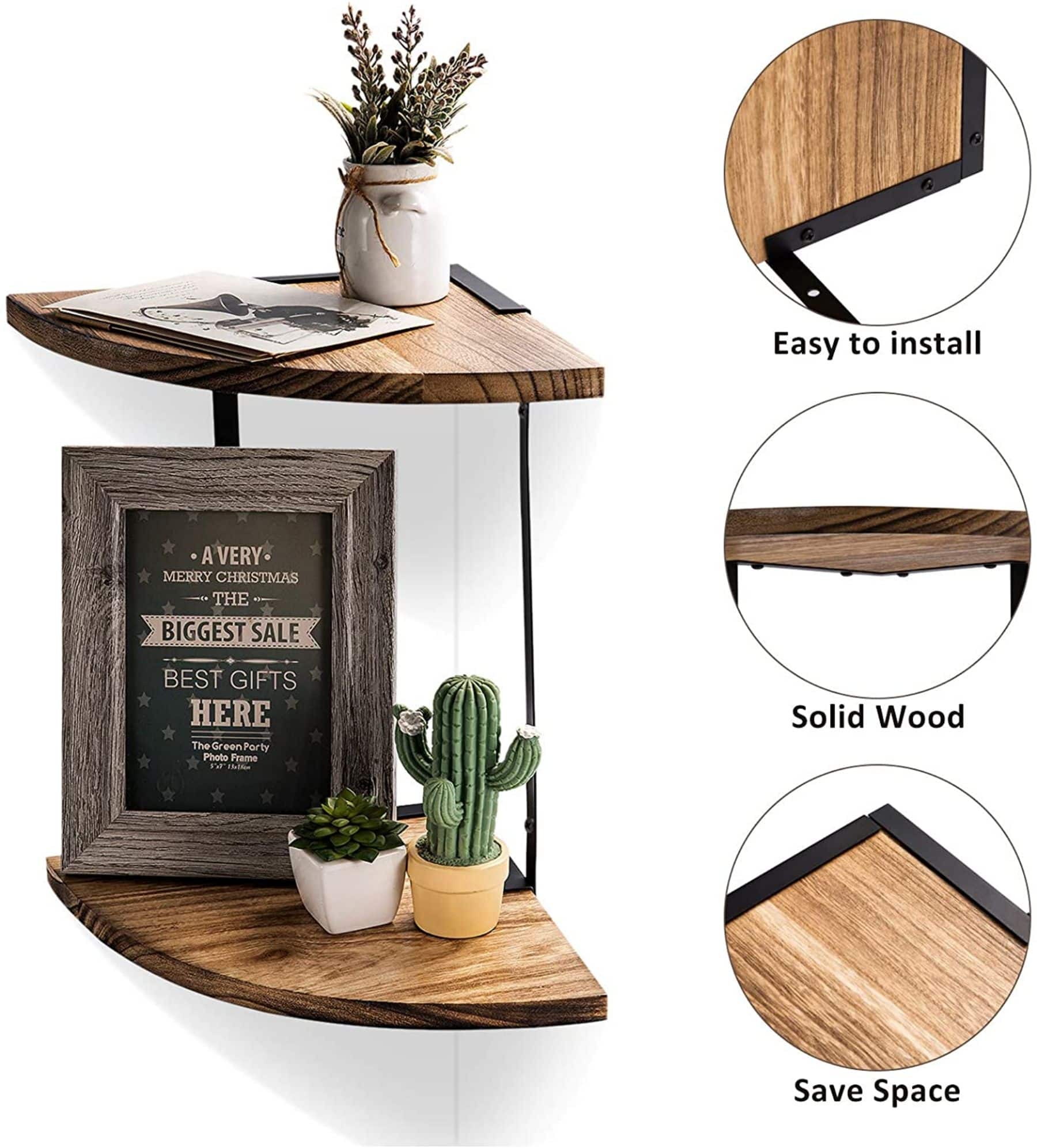 NEX™ 2-Tier Floating Wall-Mounted Solid Wood Shelves