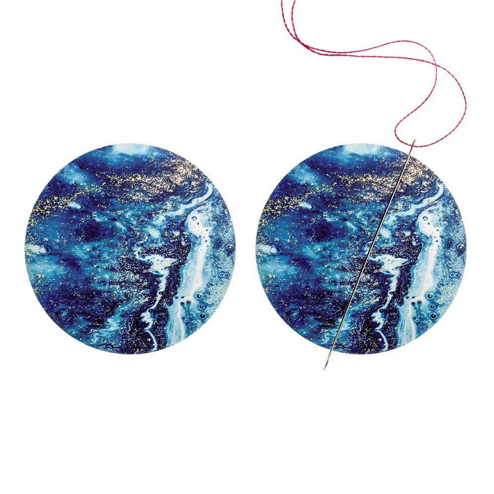 Wonderland Crafts Blue Marble Magnetic Double Sided Needle Holder