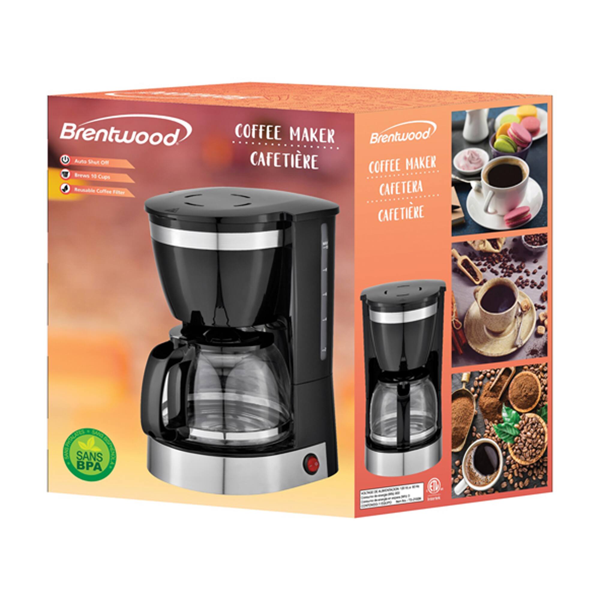 Brentwood 12-Cup Black Coffee Maker