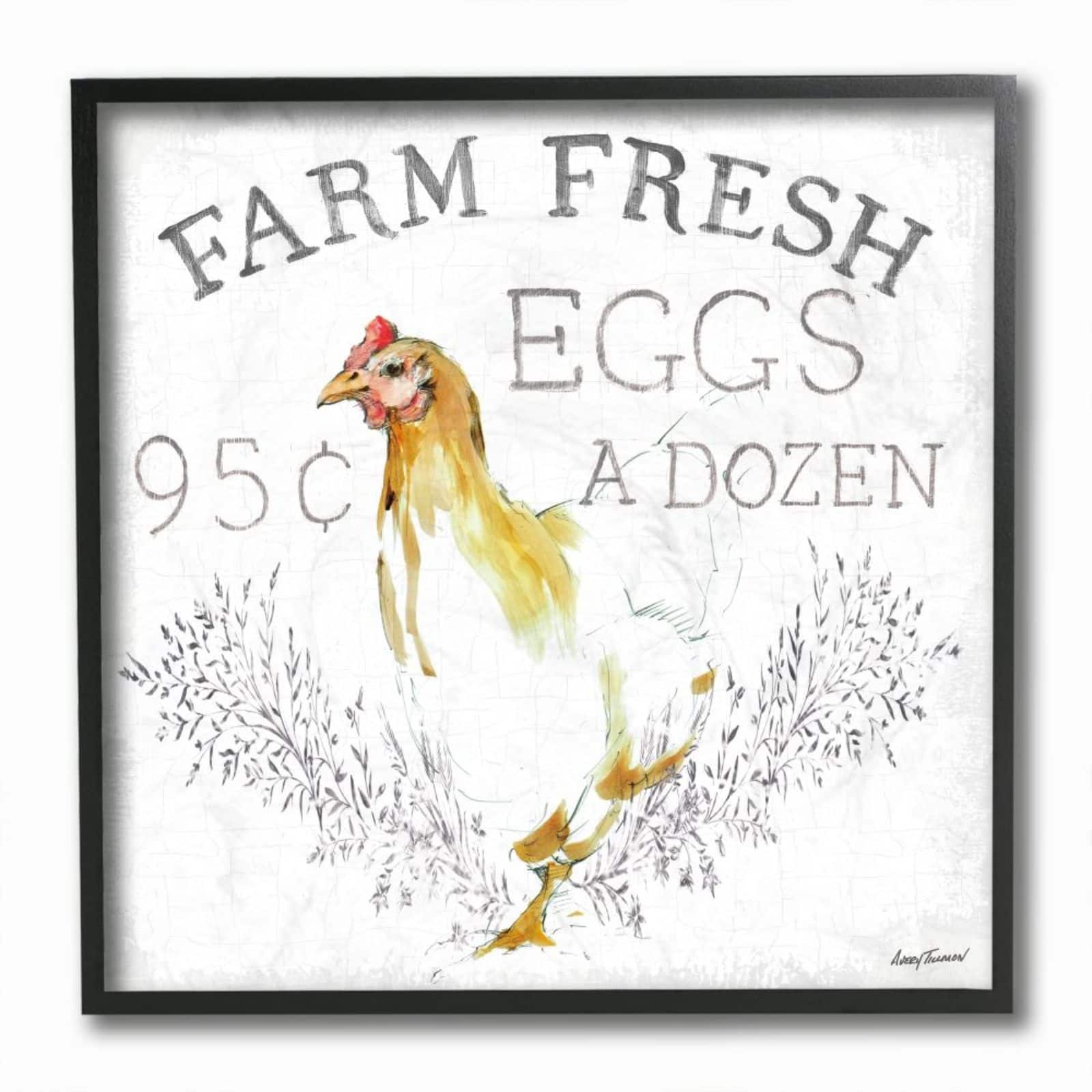 Stupell Industries Vintage Chicken Farm Sign with Black Frame Wall Accent