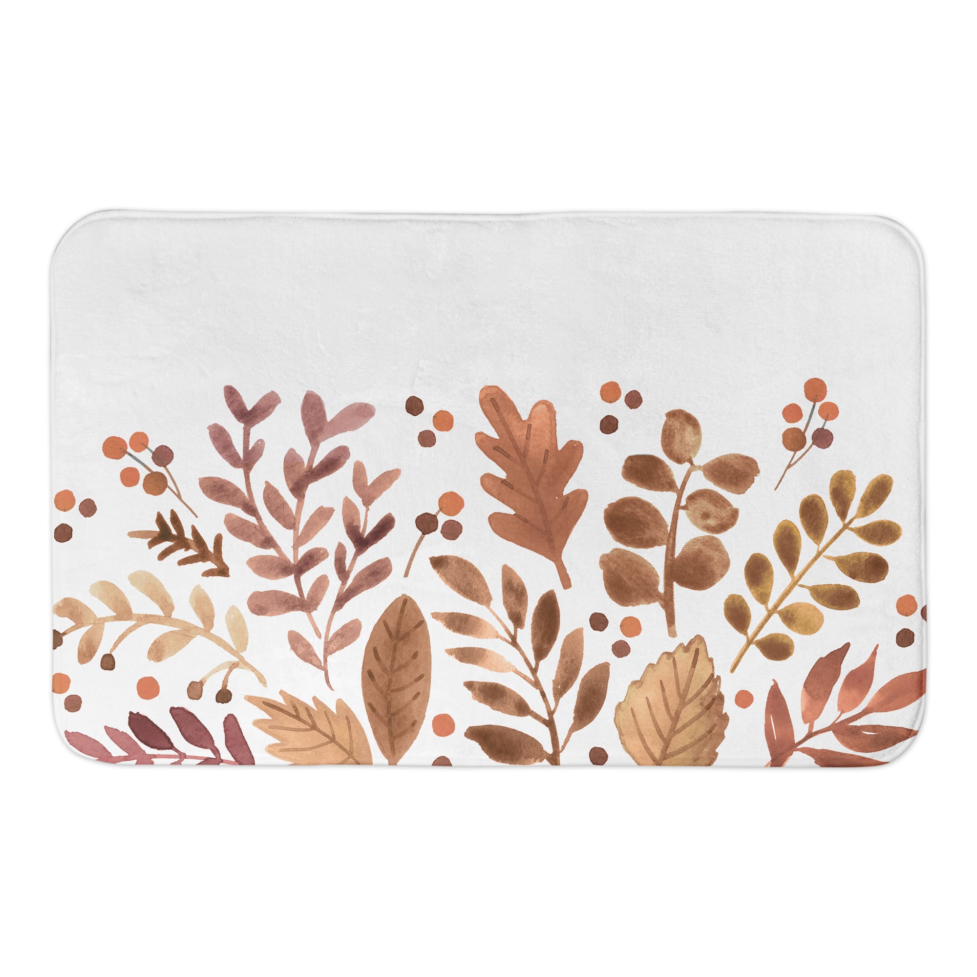 Watercolor Leaf Pattern Bath Mat