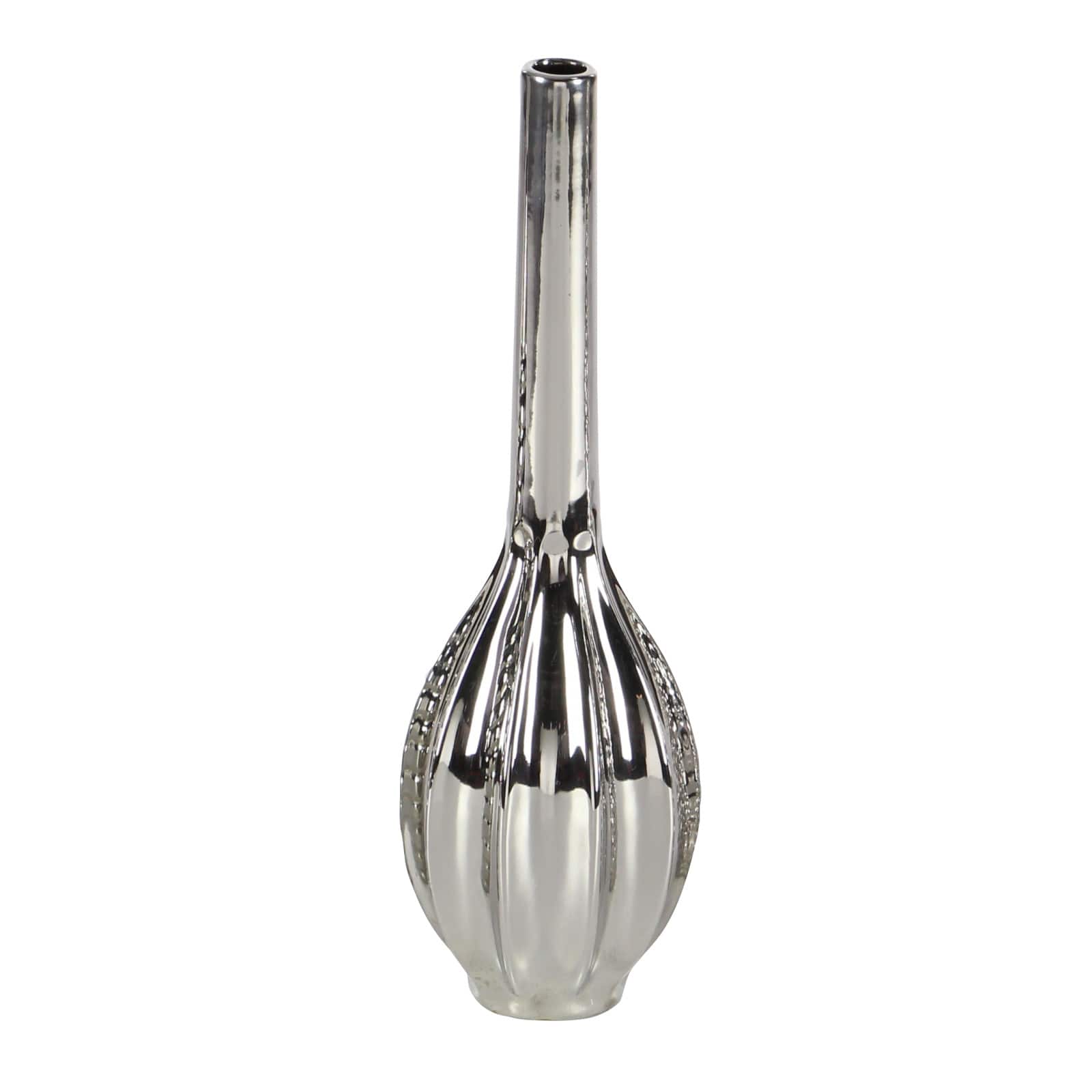 13" Silver Ceramic Glam Vase Set