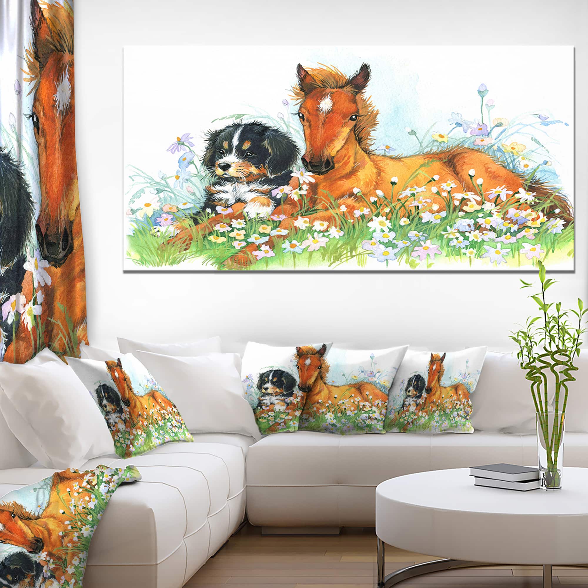 Designart - Relaxing Brown Cute Horse - Animal Canvas Art Print