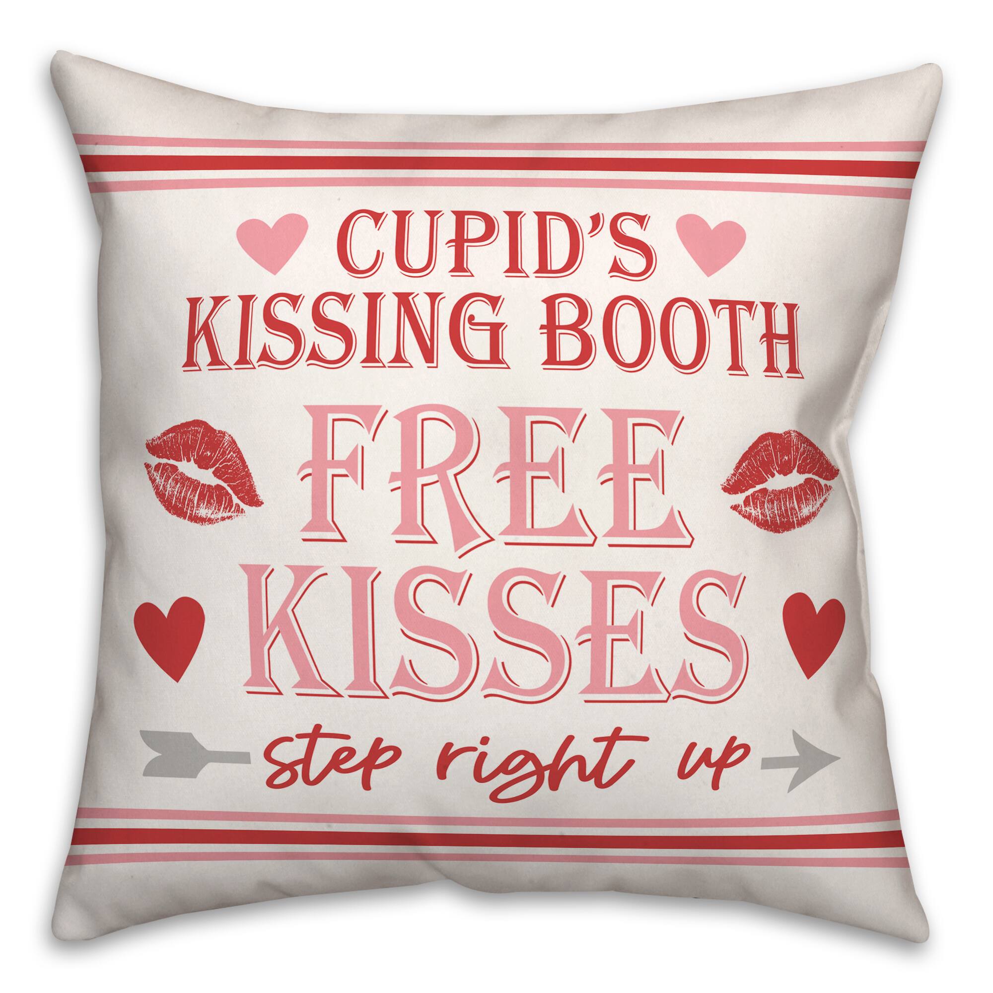 Cupid Kissing Booth Throw Pillow, 18" x 18"