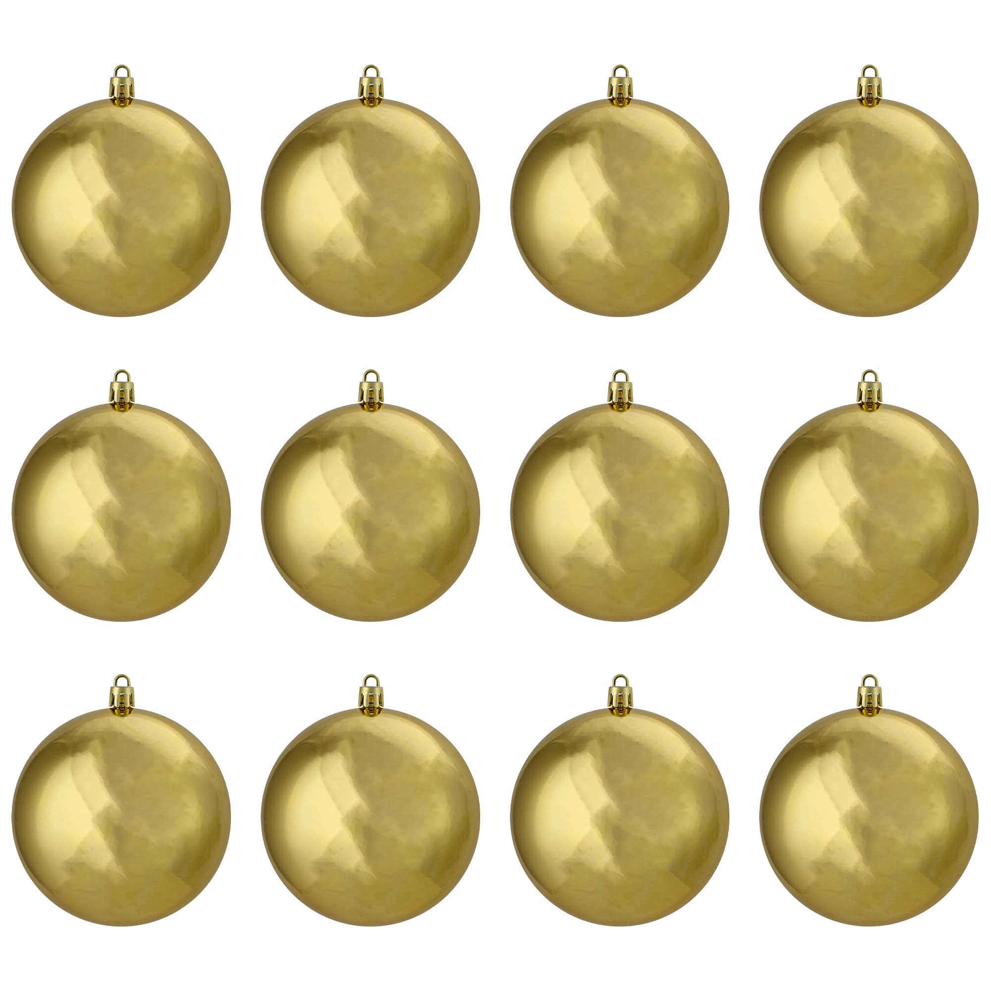 Northlight 4" Vegas Gold Shiny Shatterproof Christmas Ball Ornaments, 12ct.