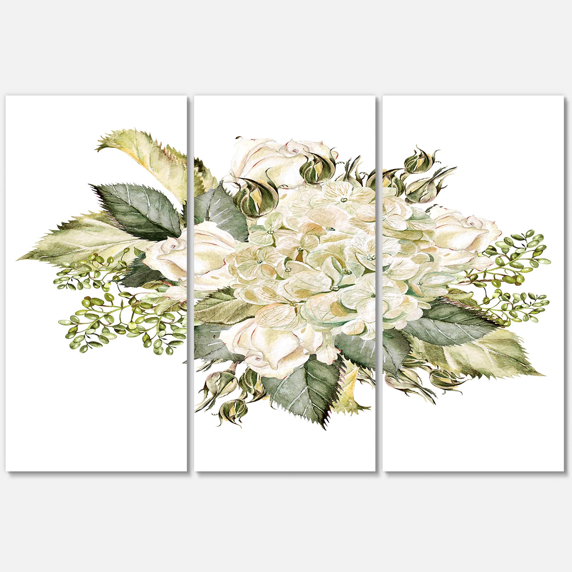 Designart - Beautiful Bouquet With Hudrangea and Roses - Farmhouse Canvas Wall Art Print