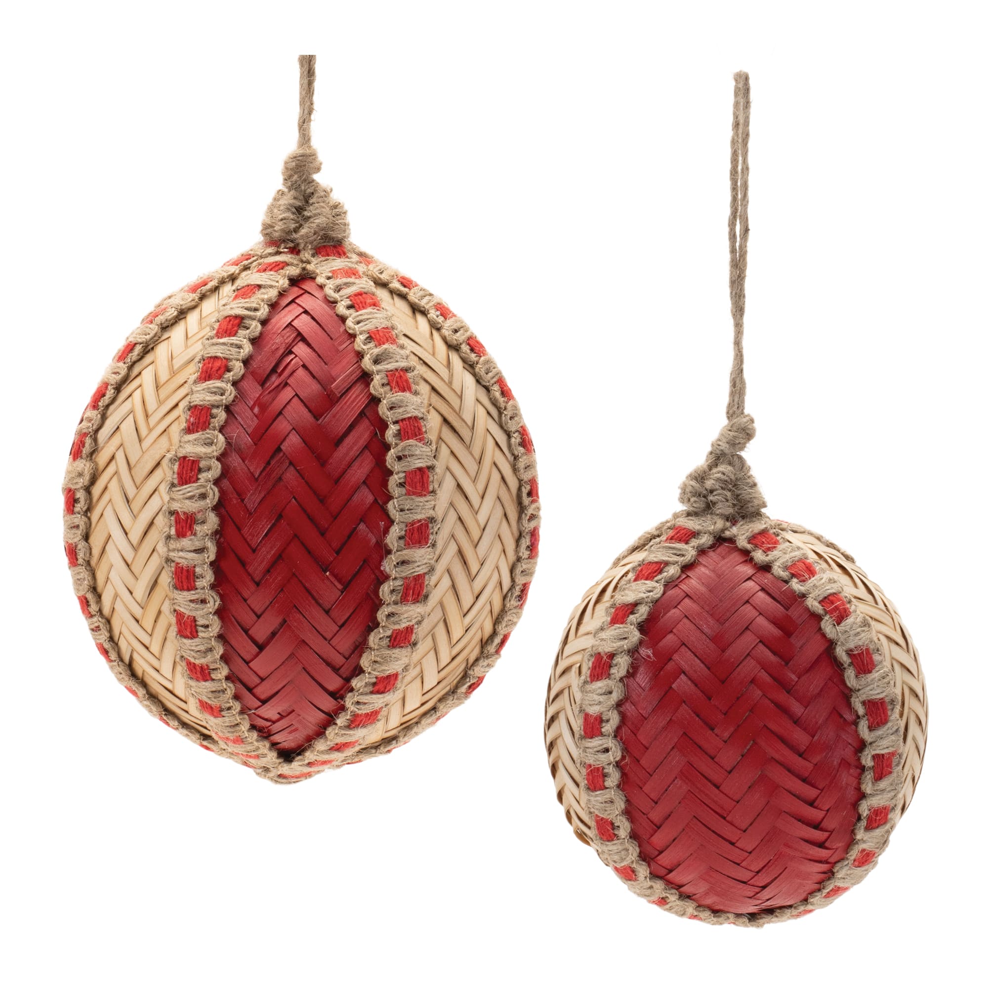 Woven Bamboo Ball Christmas Ornaments, 4ct.
