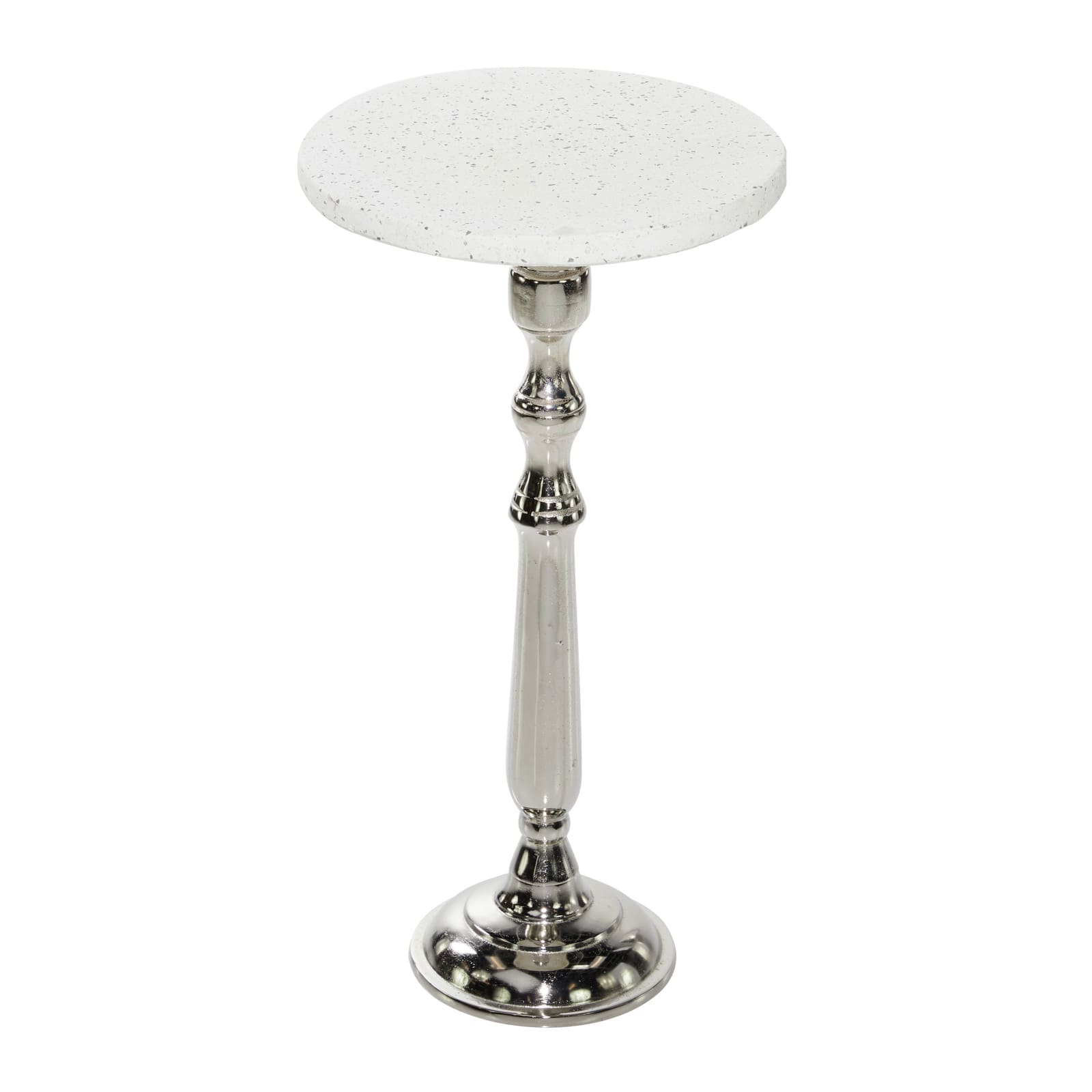 25" Silver Traditional Terrazzo Accent Table