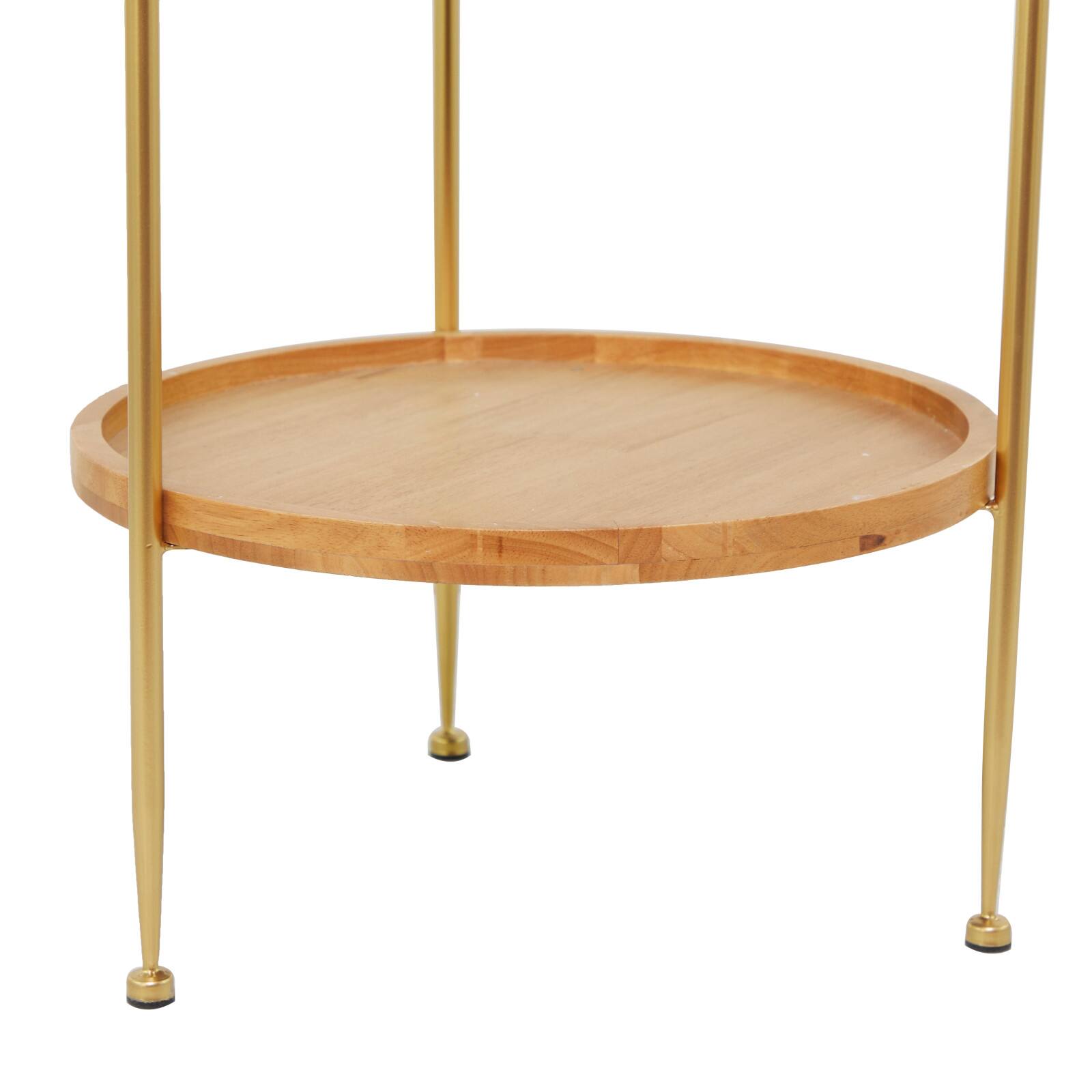 25" Brown Metal Contemporary Accent Table