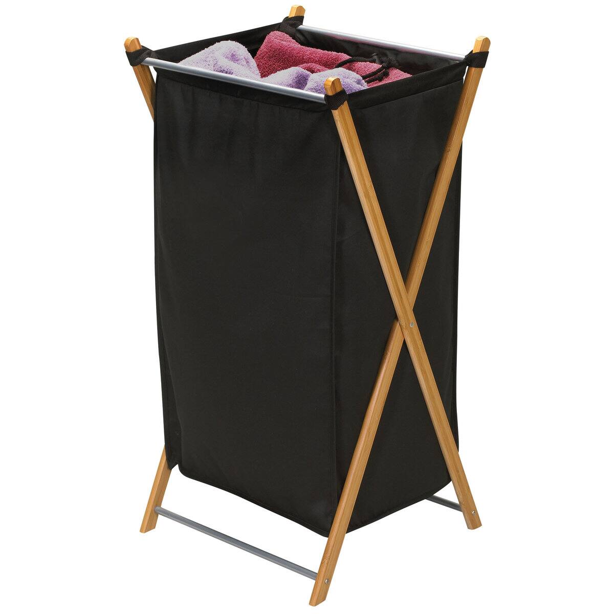 Household Essentials Small Black Collapsible X-Frame Laundry Basket
