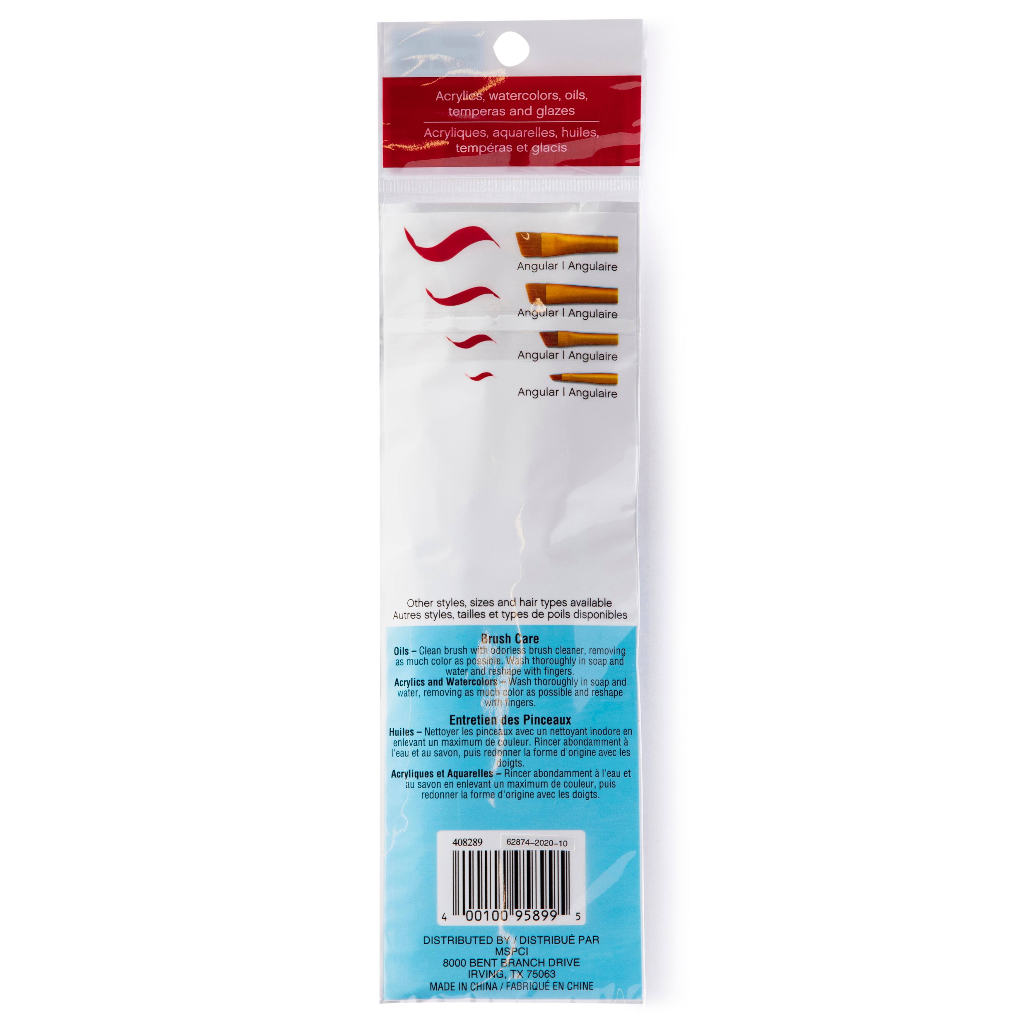 9 Packs: 4 ct. (36 total) Golden Taklon Angular Brush Set by Craft Smart®