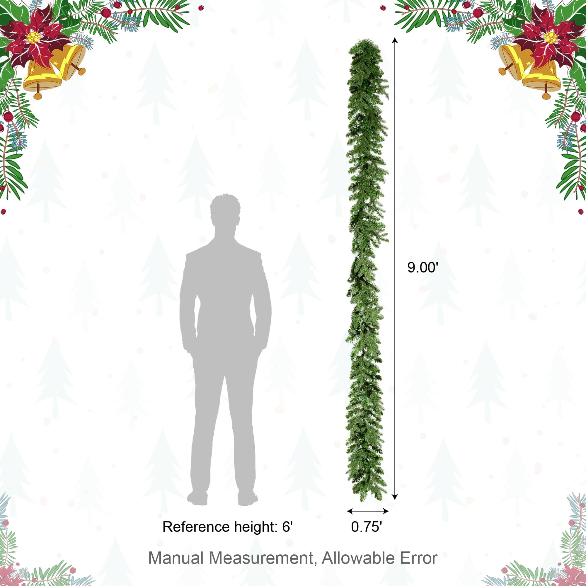Glitzhome® 9ft. Pre-Lit Greenery Christmas Garland with Timer