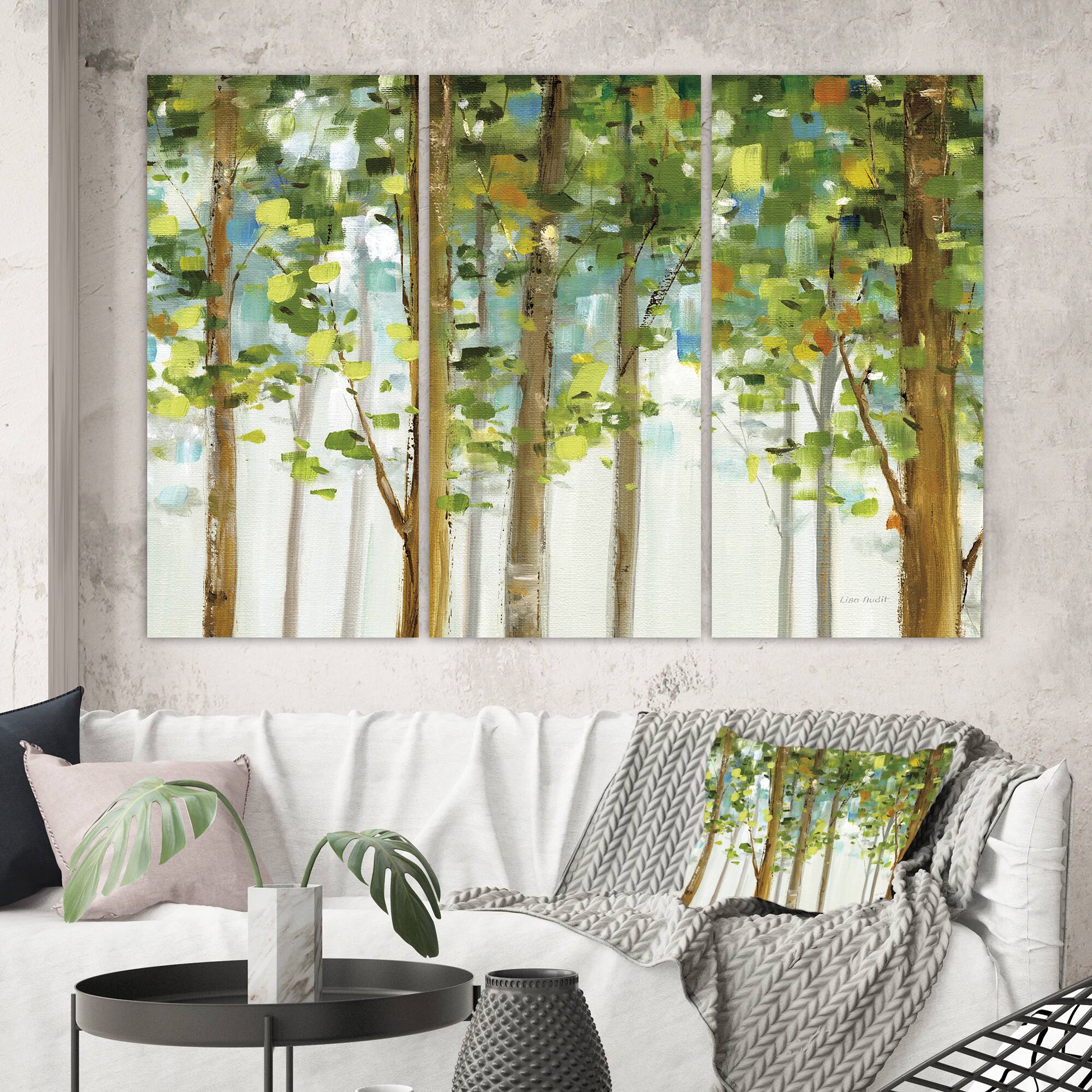 Designart - Green Forest Study - Modern Farmhouse Canvas Artwork