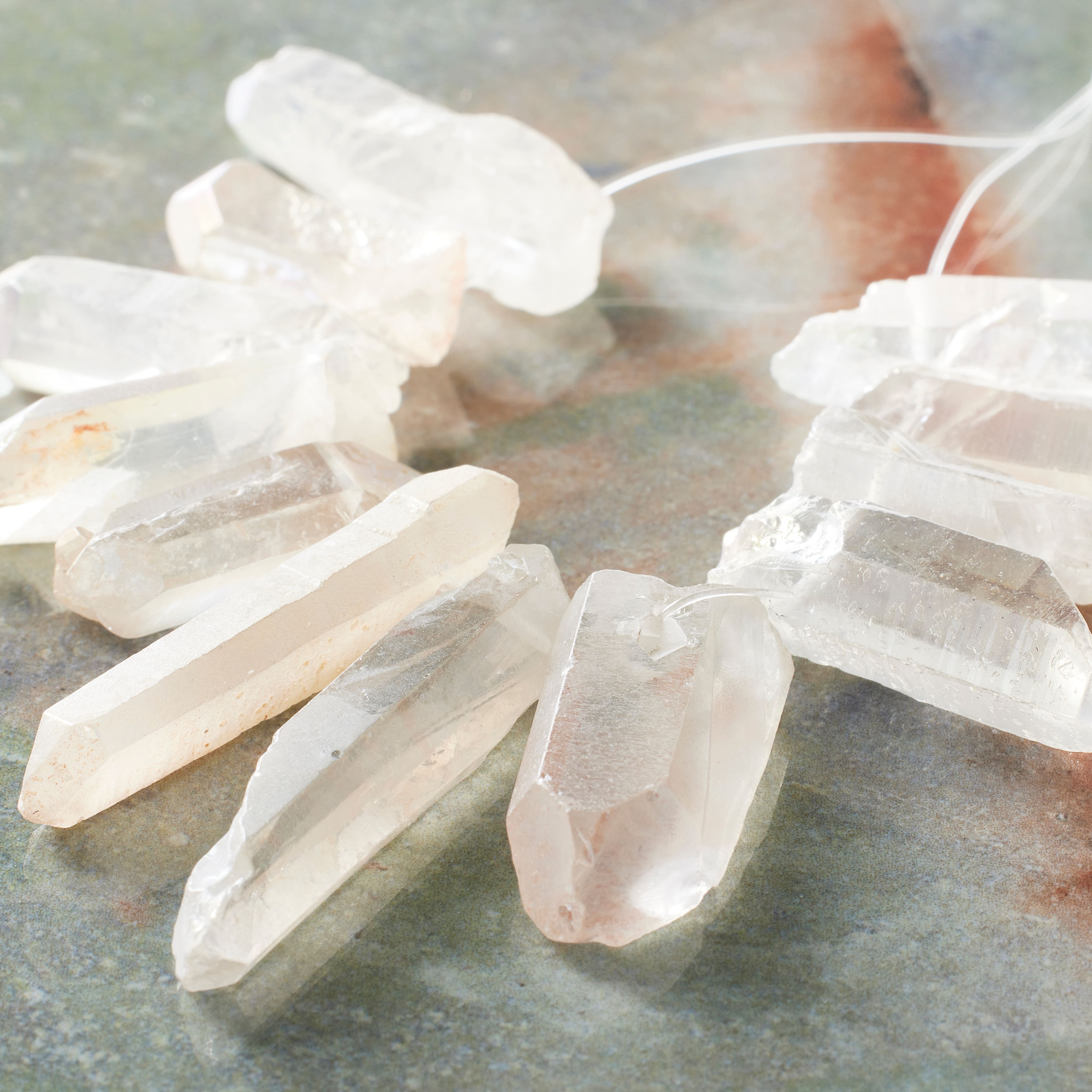 Rose Crystal Luster Stone Stick Beads by Bead Landing™