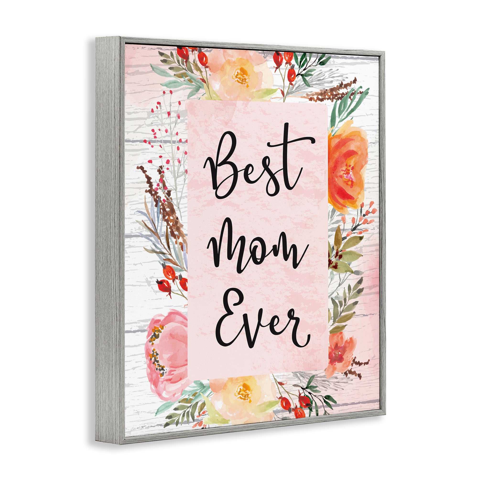 Stupell Industries Best Mom Ever Floral Family Framed Giclee Art