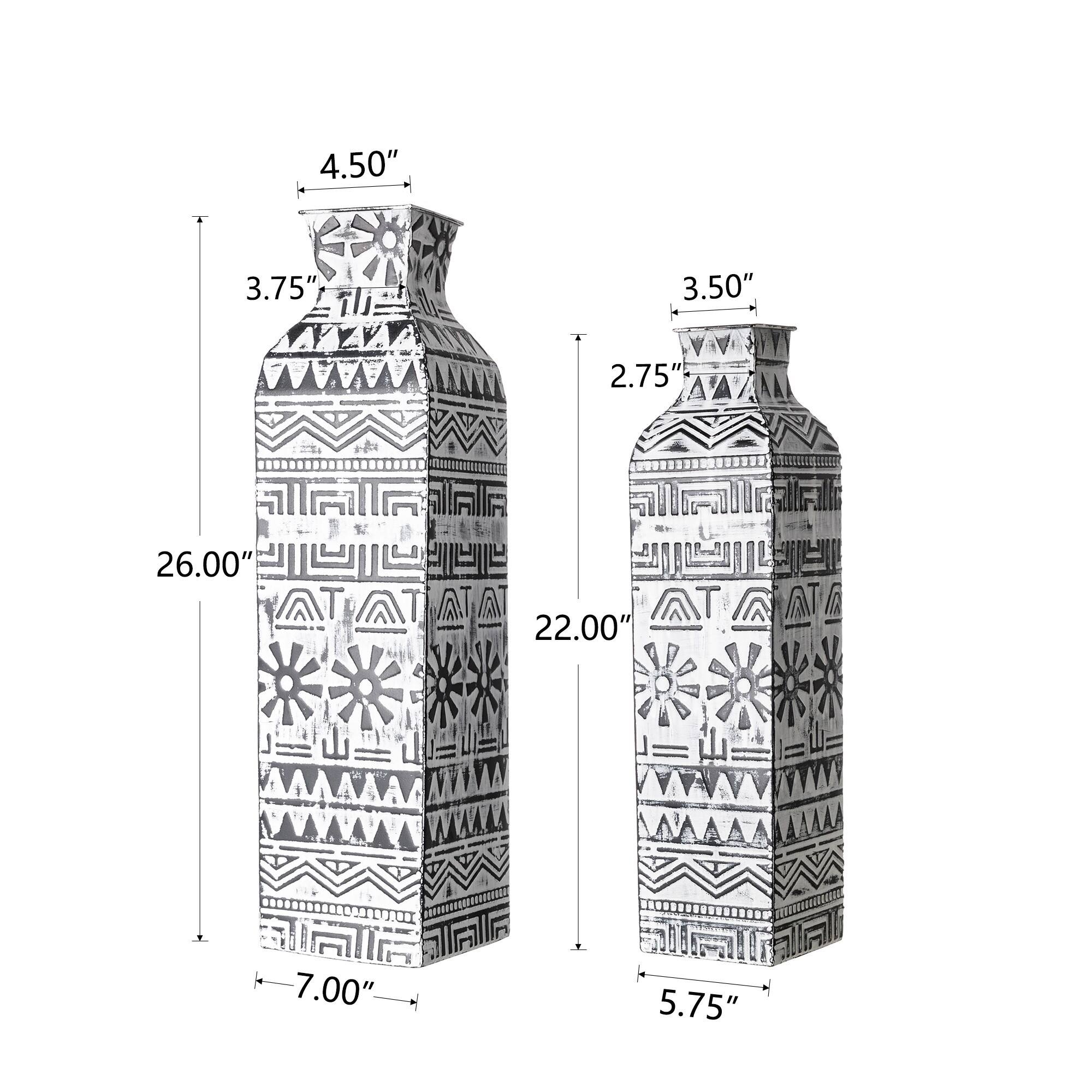 Glitzhome® Textured Metal Boho Vase Set
