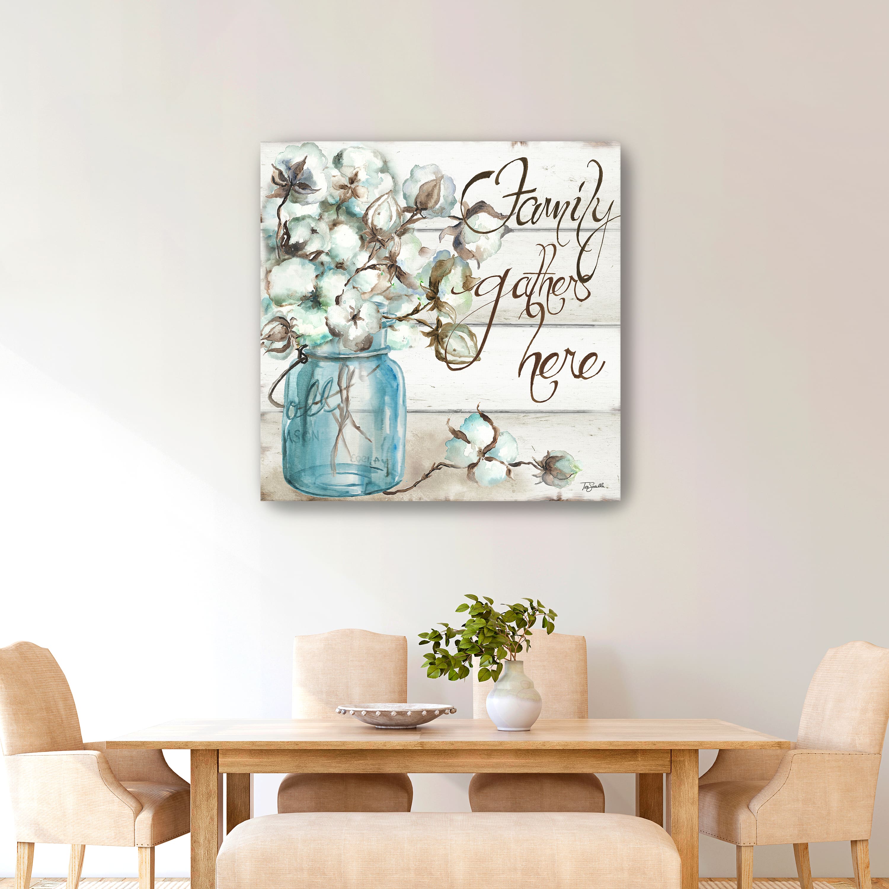 Cotton Boll Mason Jar I Family Canvas Giclee
