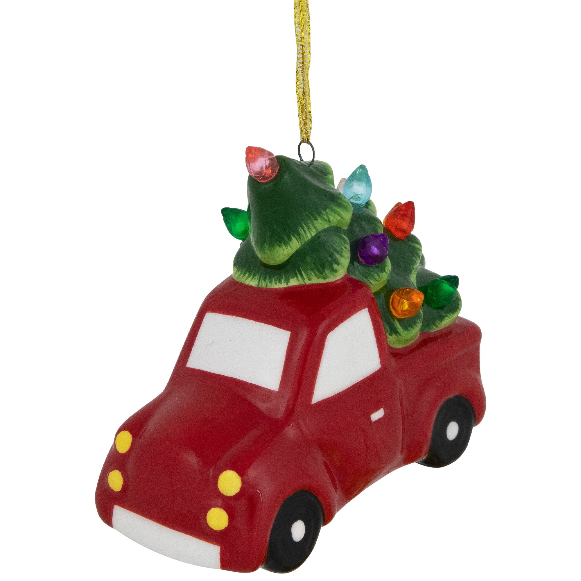 Northlight 3.75" Pre-Lit Red & Green Truck with Christmas Tree Ceramic Ornament | Michaels®
