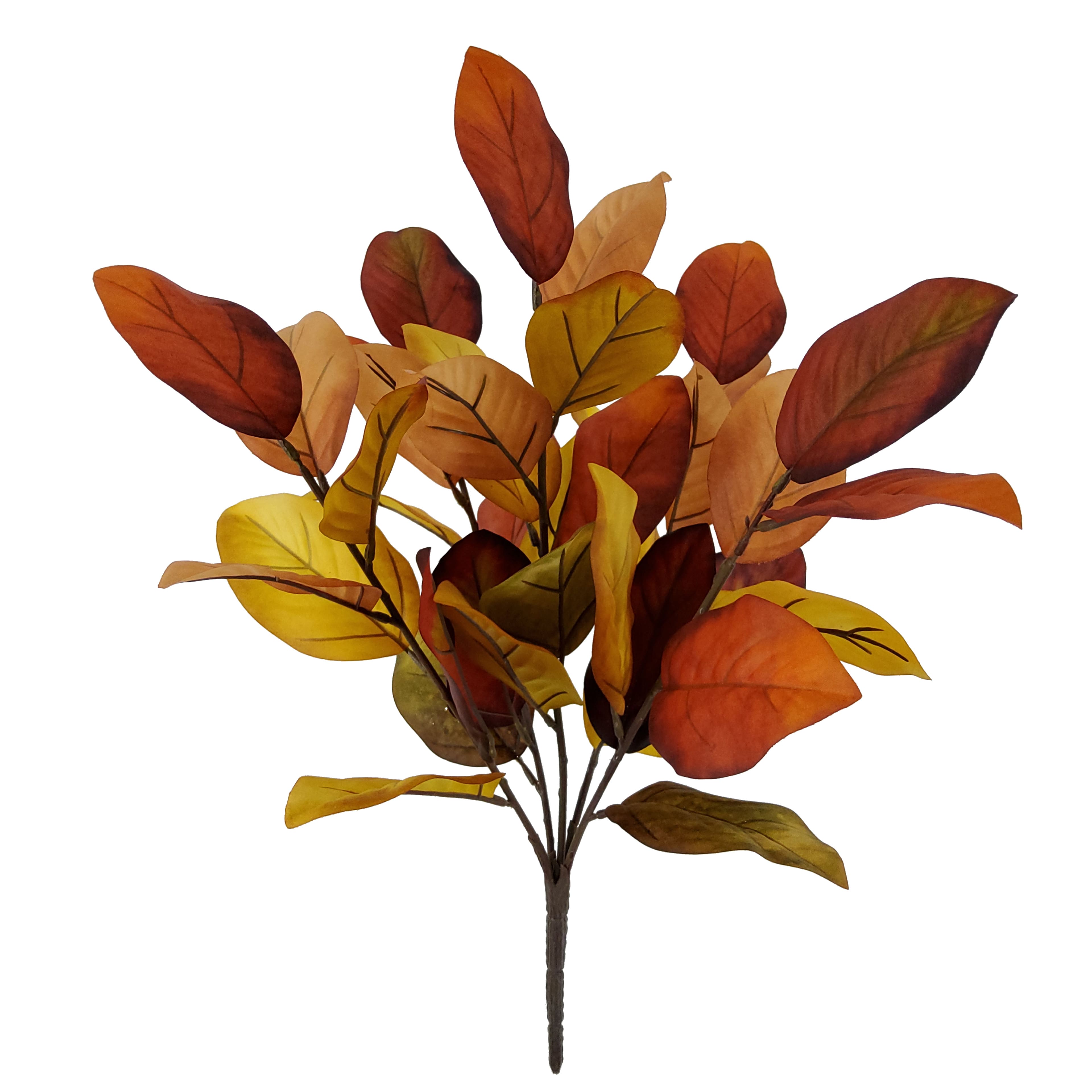 19.5" Yellow & Brown Magnolia Leaves Bush by Ashland®