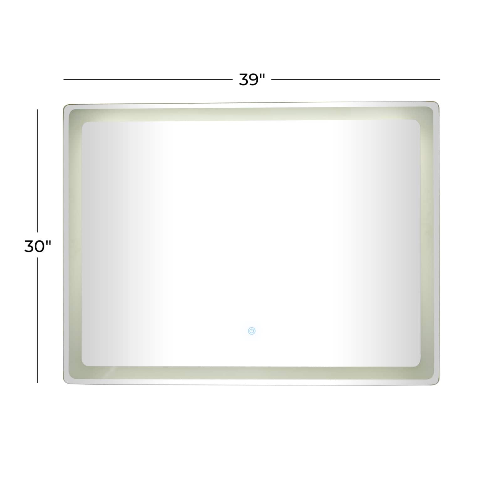 Clear Glass Modern LED Mirror, 39" x 1" x 30"