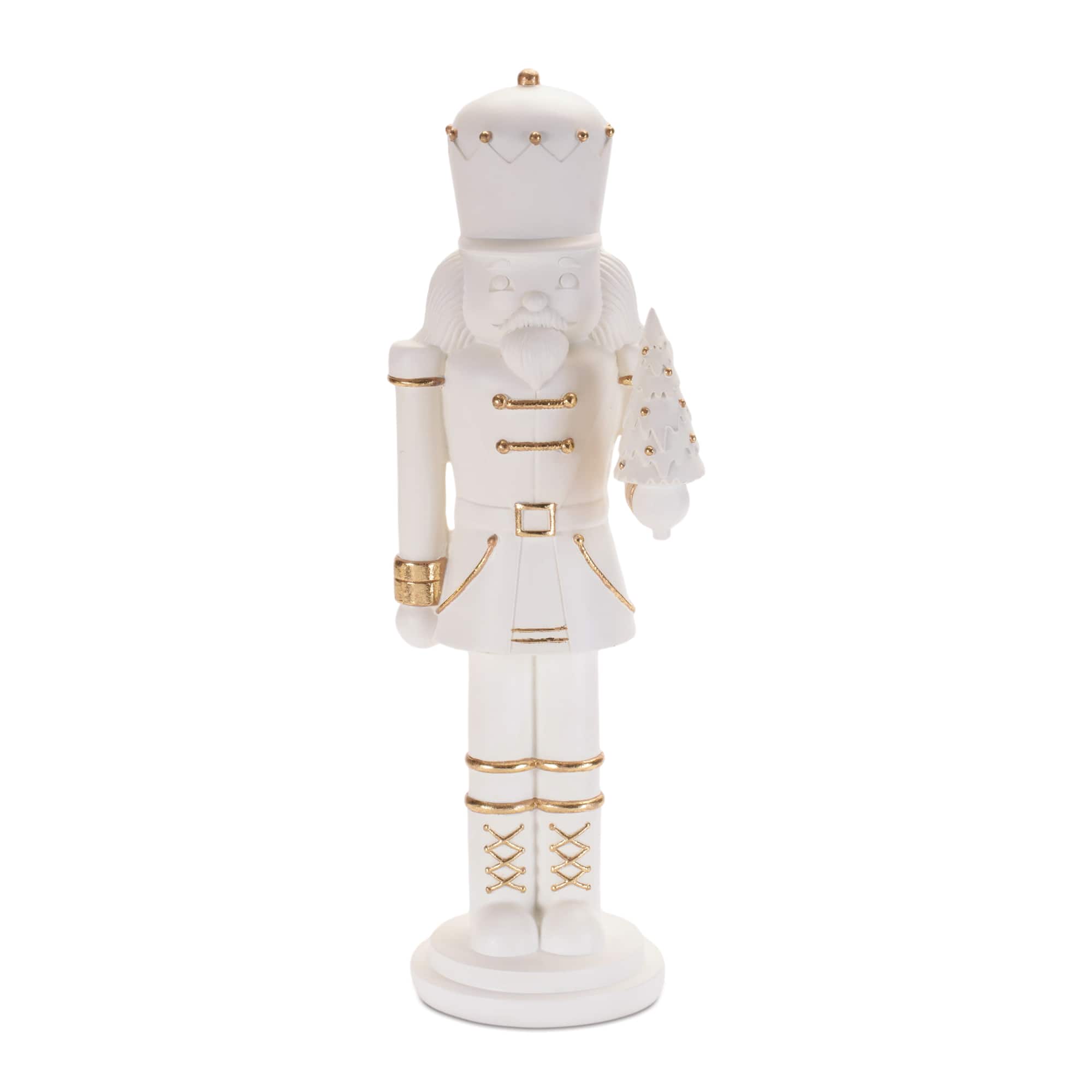 Melrose 14.75" White & Gold Modern Nutcracker Figurine