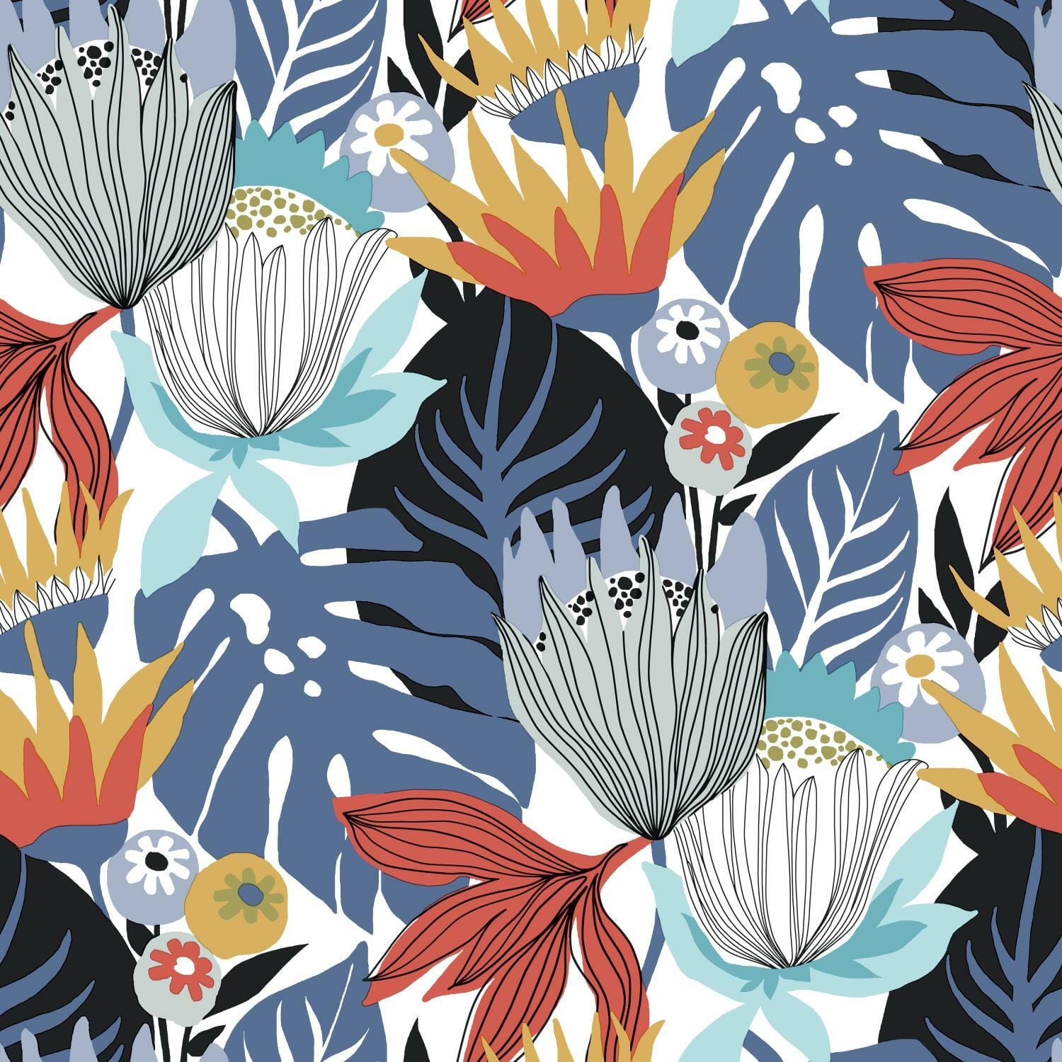 RoomMates Retro Tropical Leaves Peel & Stick Wallpaper