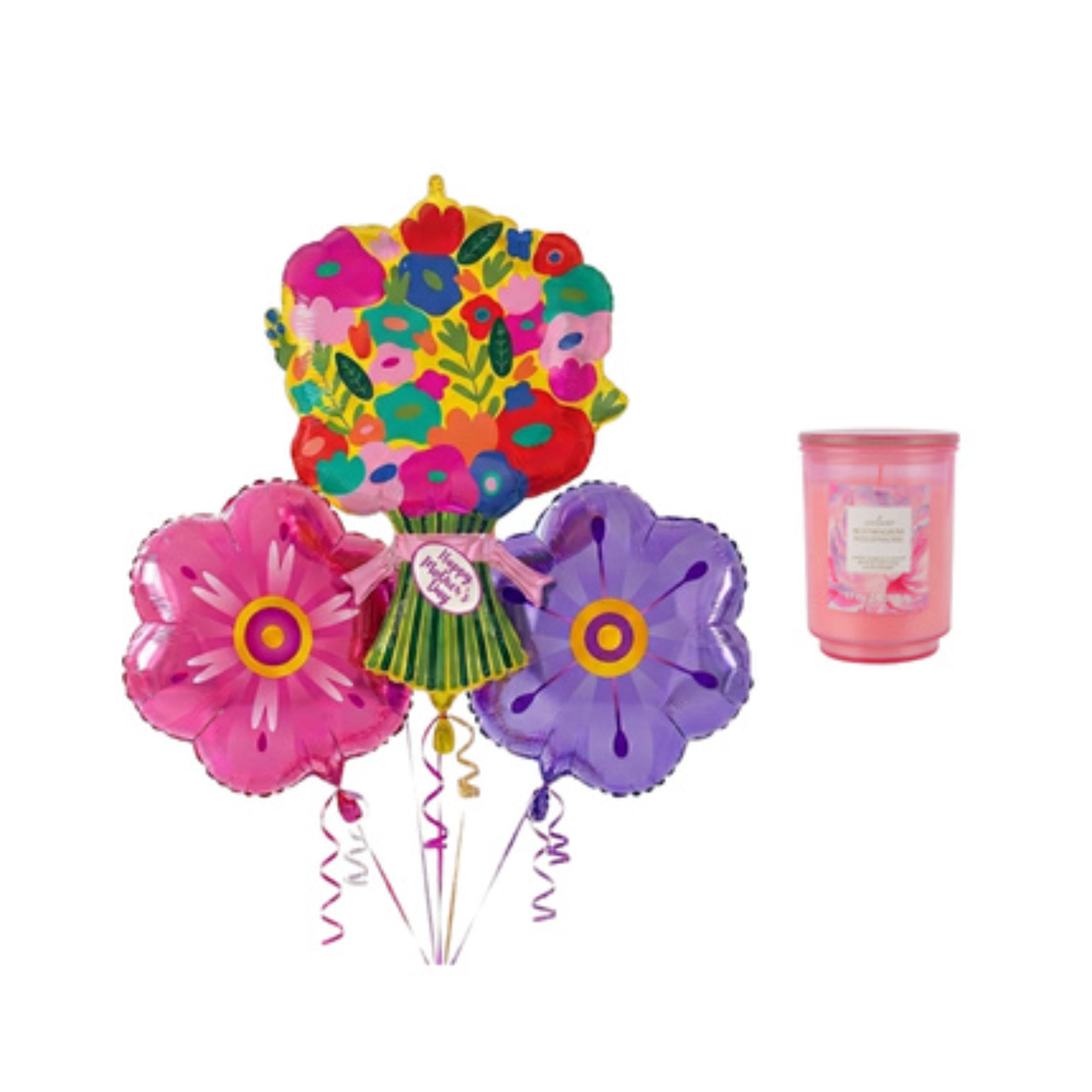 Mother's Day Flower Bouquet Foil Balloons & Candle Bundle