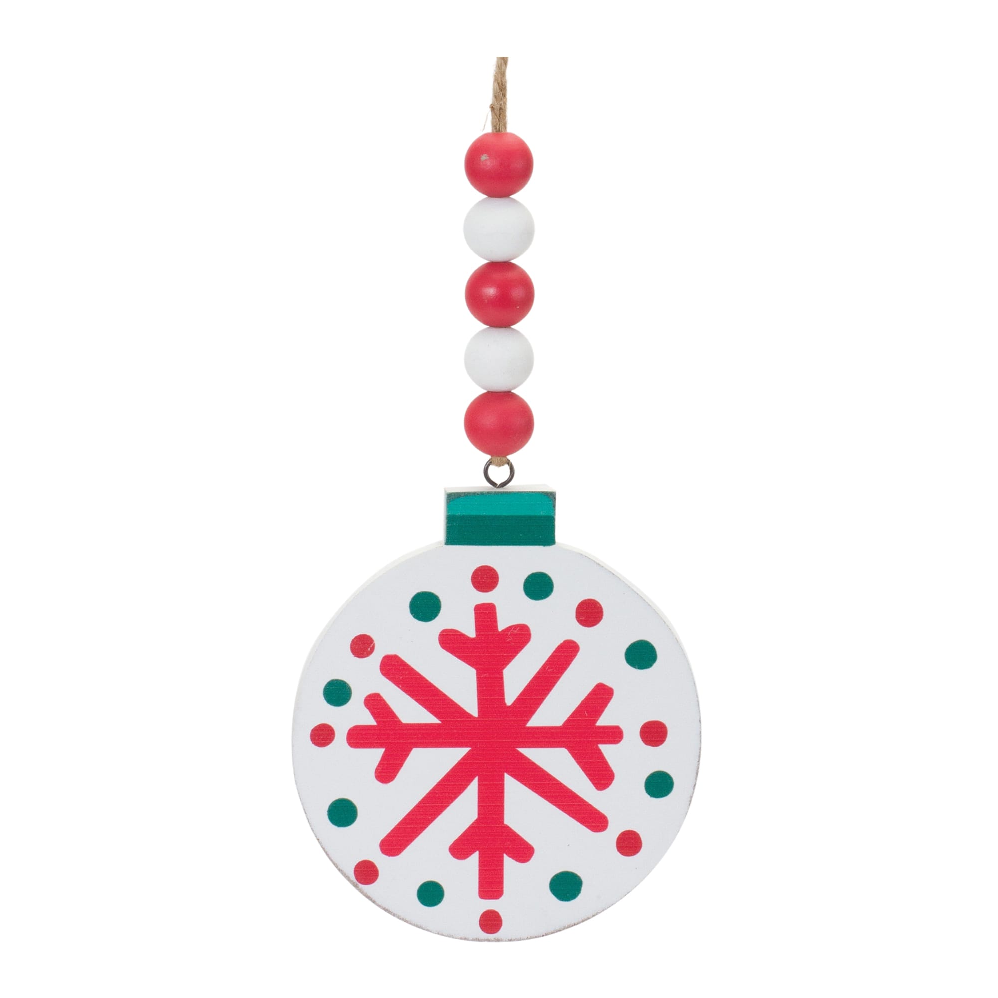 12ct. 14" Wood Beaded Snowflake Ornament Set
