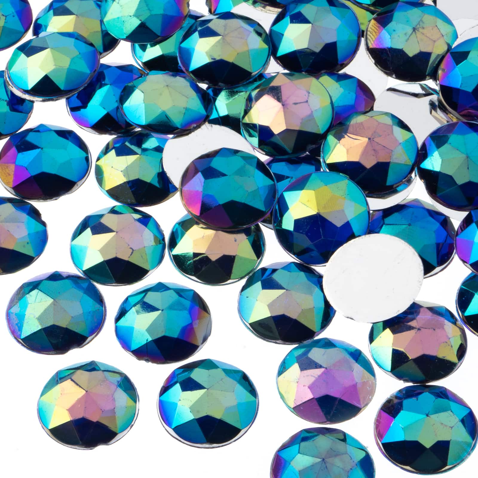 John Bead 16mm AB Acrylic Round Flat Back Rhinestones, 200ct.
