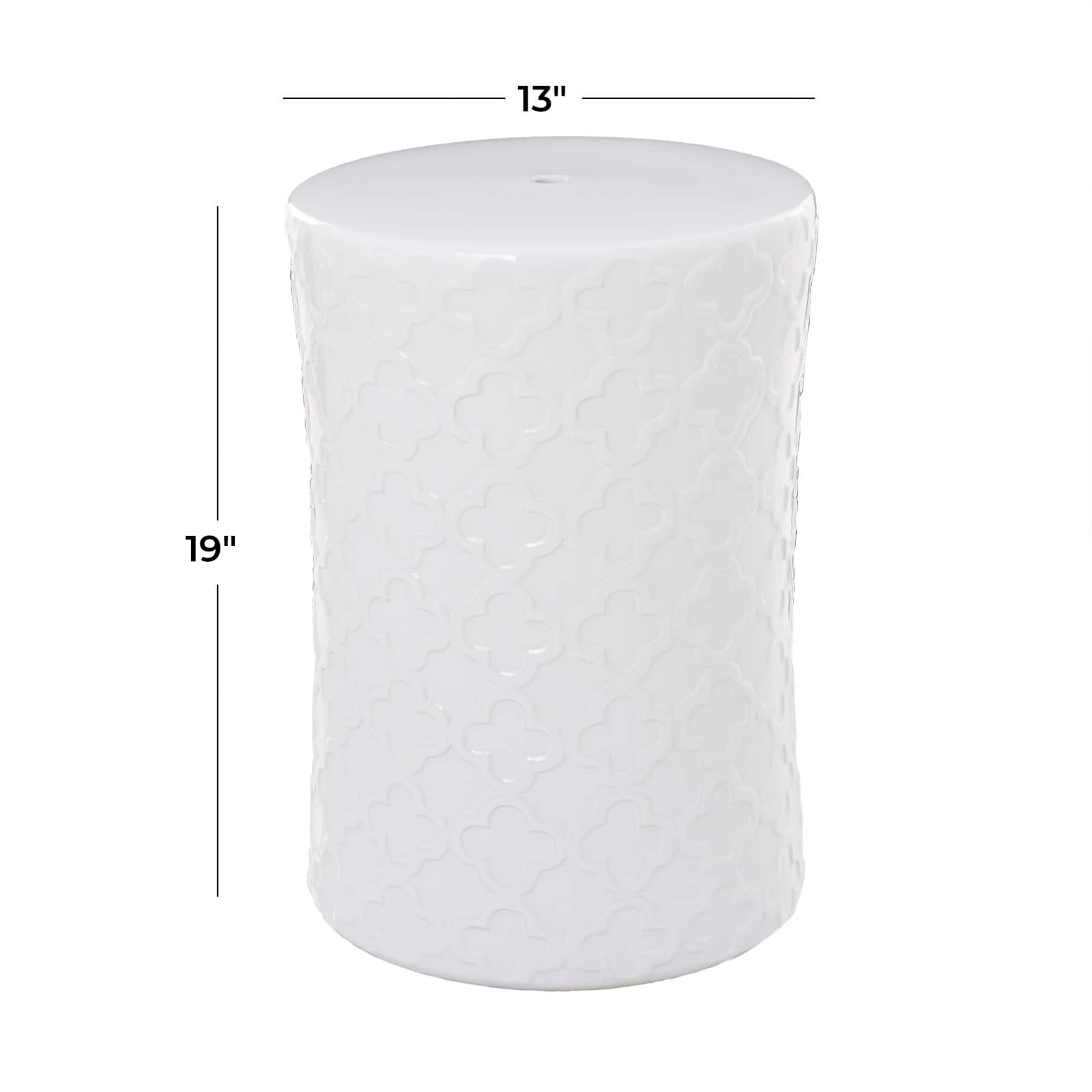 White Ceramic Contemporary Accent Table, 19" x 13" x 13"