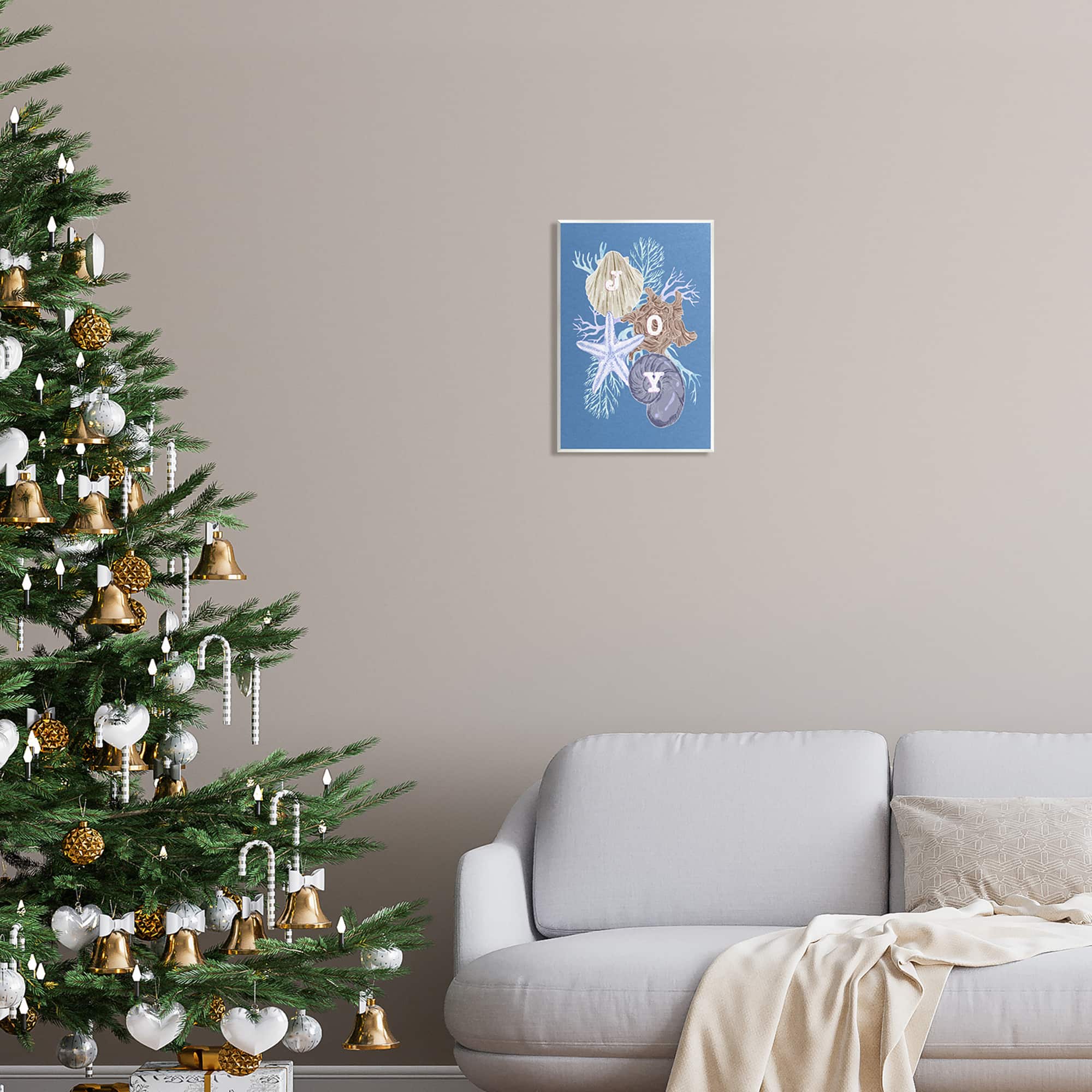 Stupell Industries Joy Nautical Holiday Seashells Wall Plaque Art