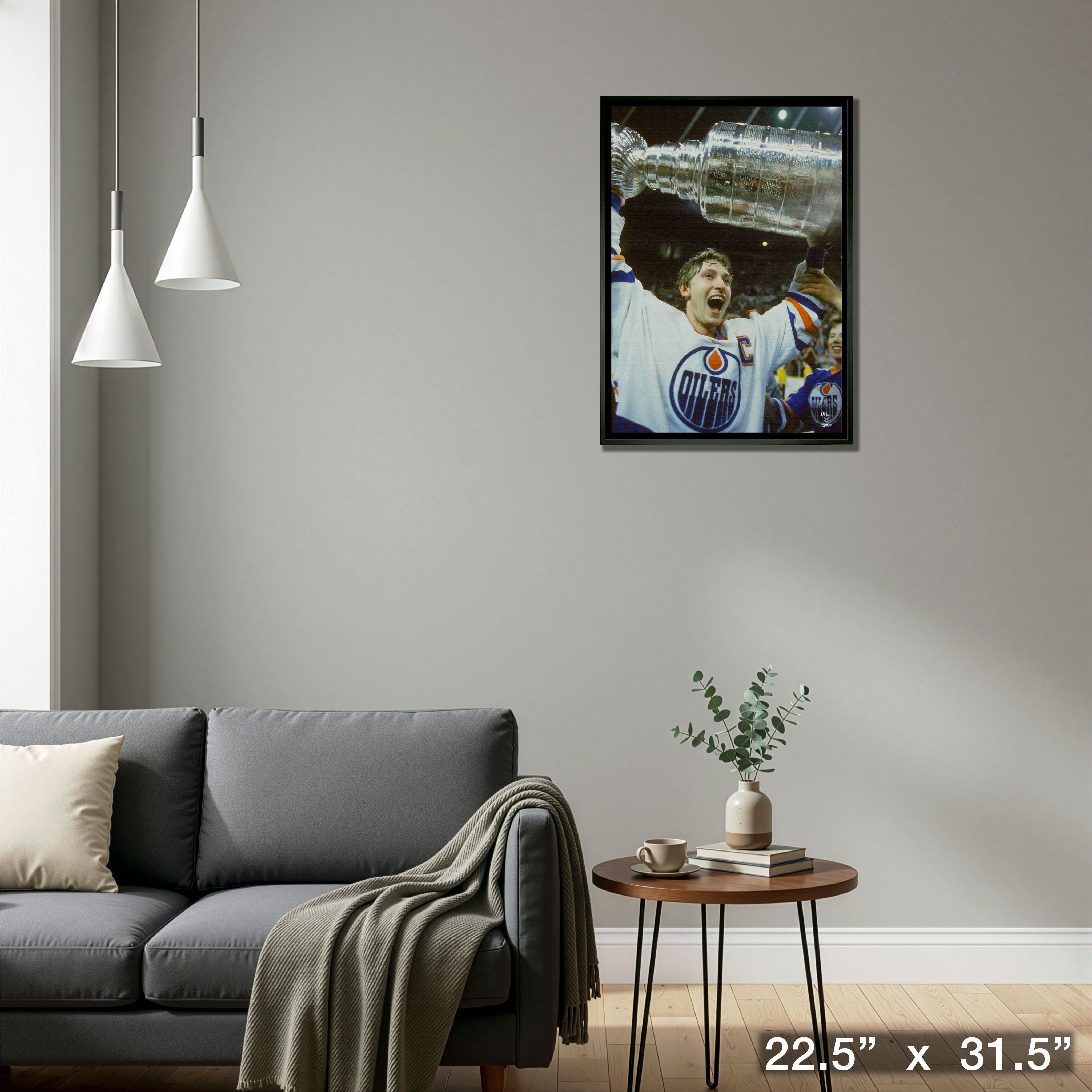 Wayne Gretzky 20" x 29" Framed Canvas Oilers Stanley Cup-V 22.5" x 31.5"